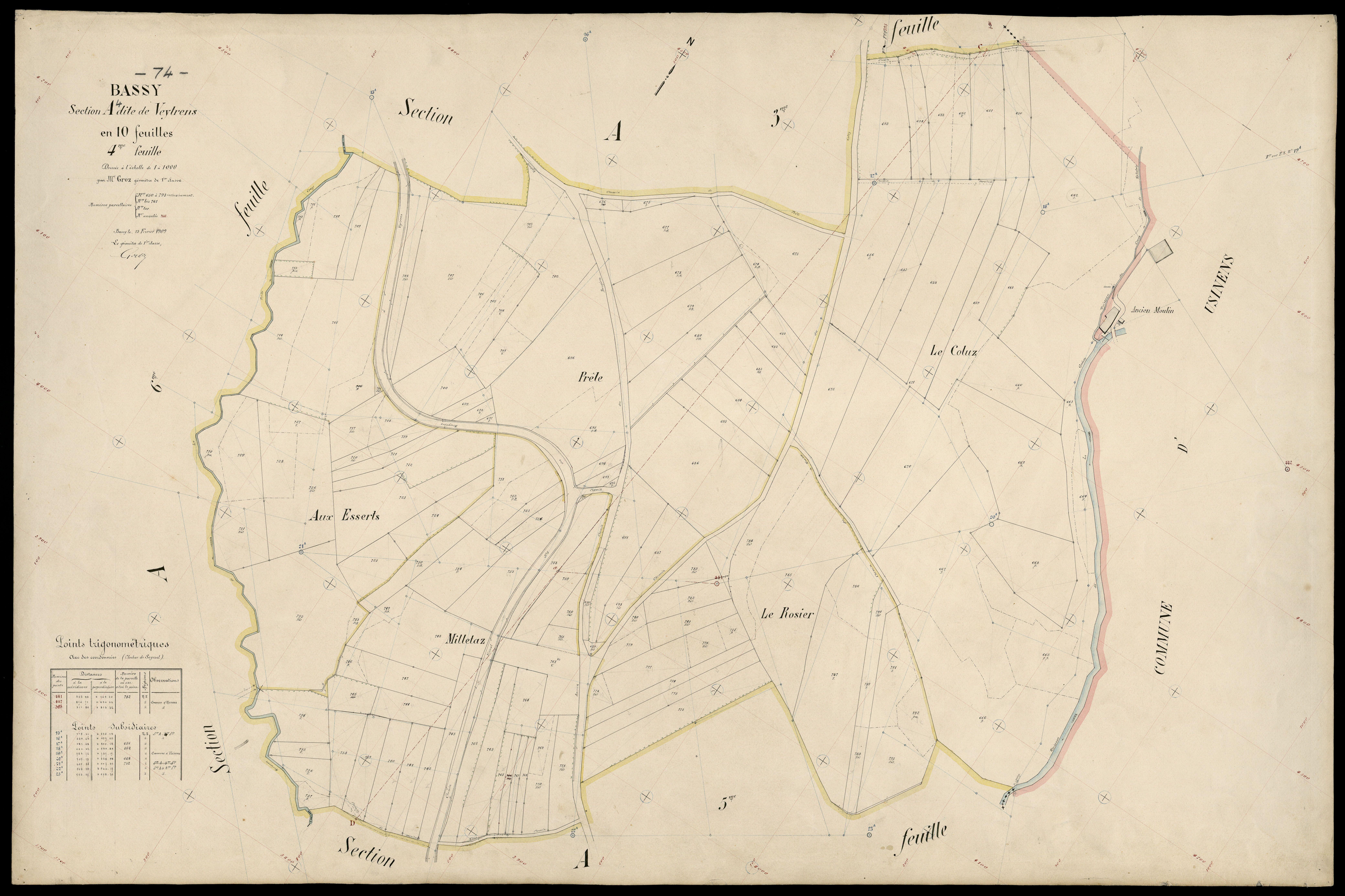 3 P 3 2654 - Feuille n° , parcelles n° 794 à 1006 - 15 février 1909