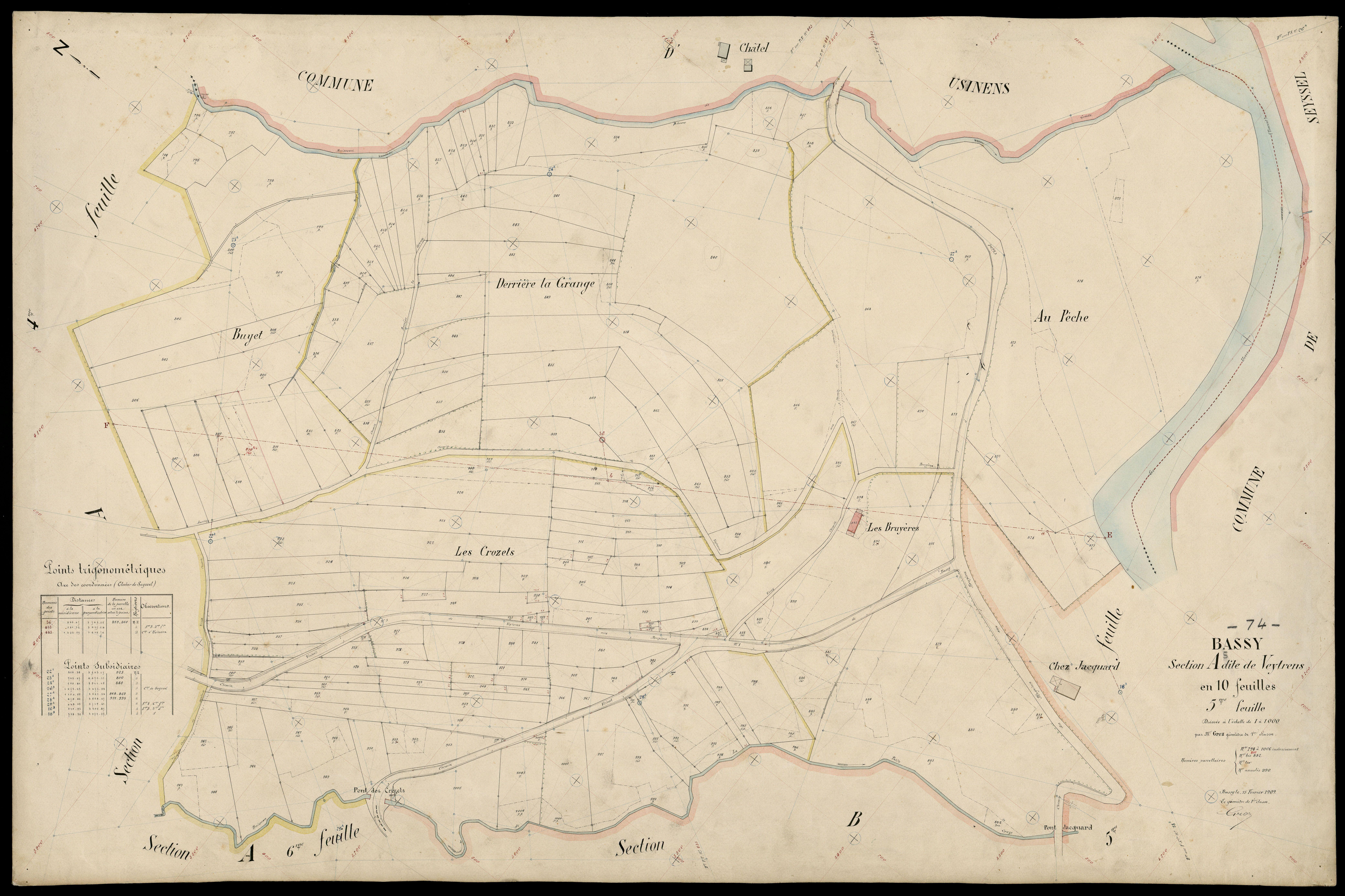 3 P 3 2655 - Feuille n° 6, parcelles n° 1007 à 1223 - 15 février 1909