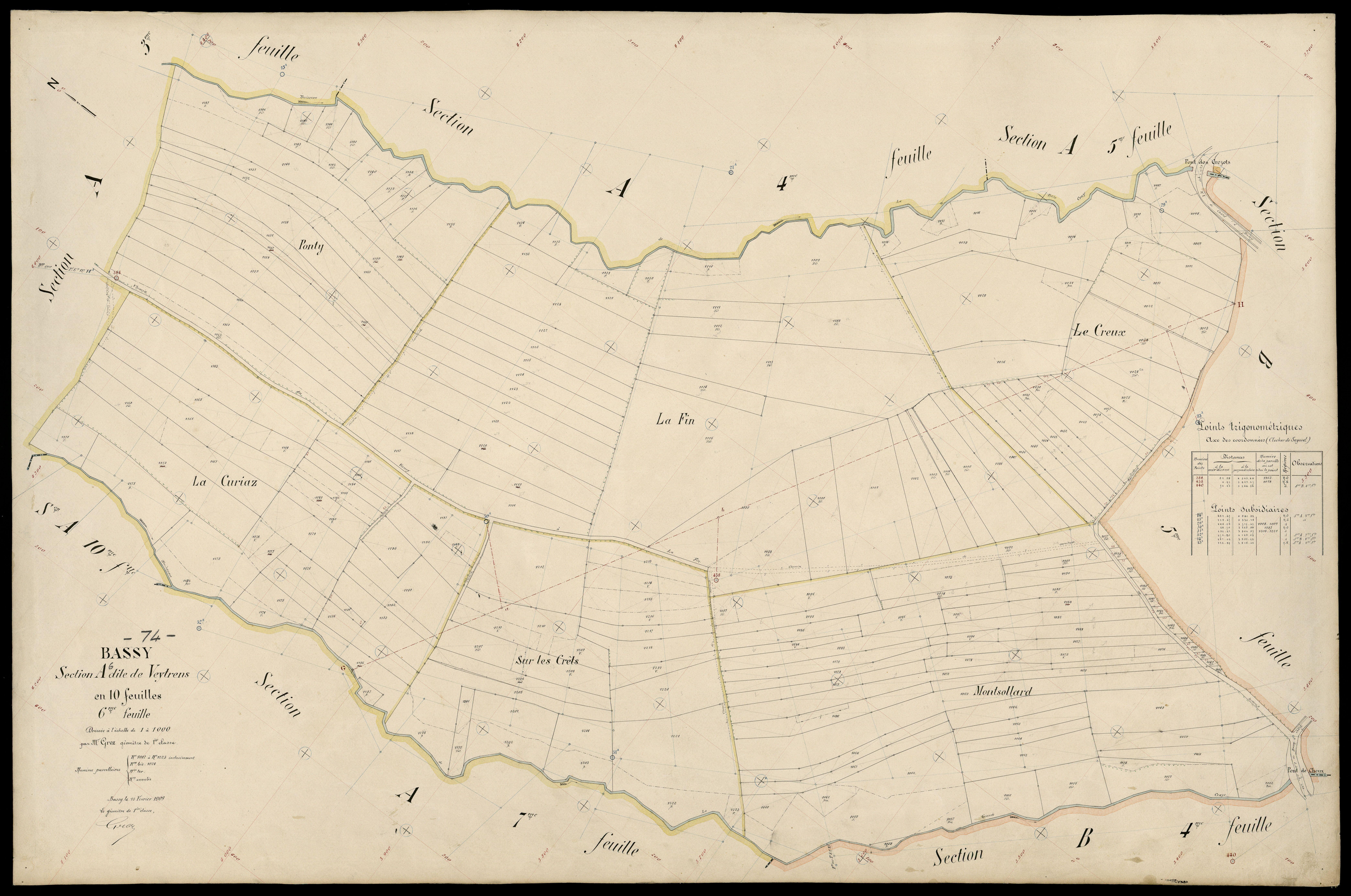3 P 3 2656 - Feuille n° 7, parcelles n° 1224 à 1432 - 15 février 1909