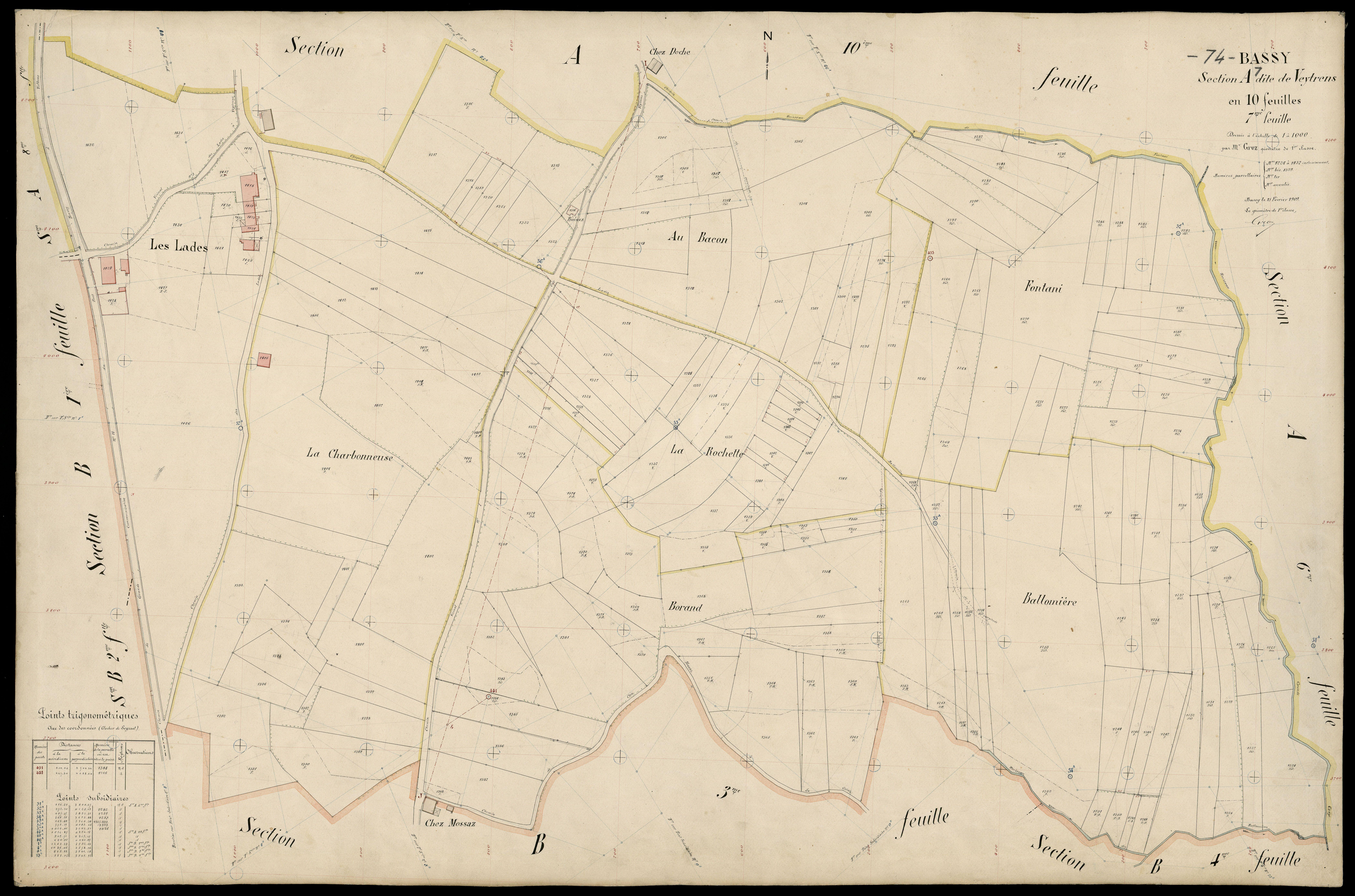 3 P 3 2657 - Feuille n° 8, parcelles n° 1433 à 192 - 15 février 1909