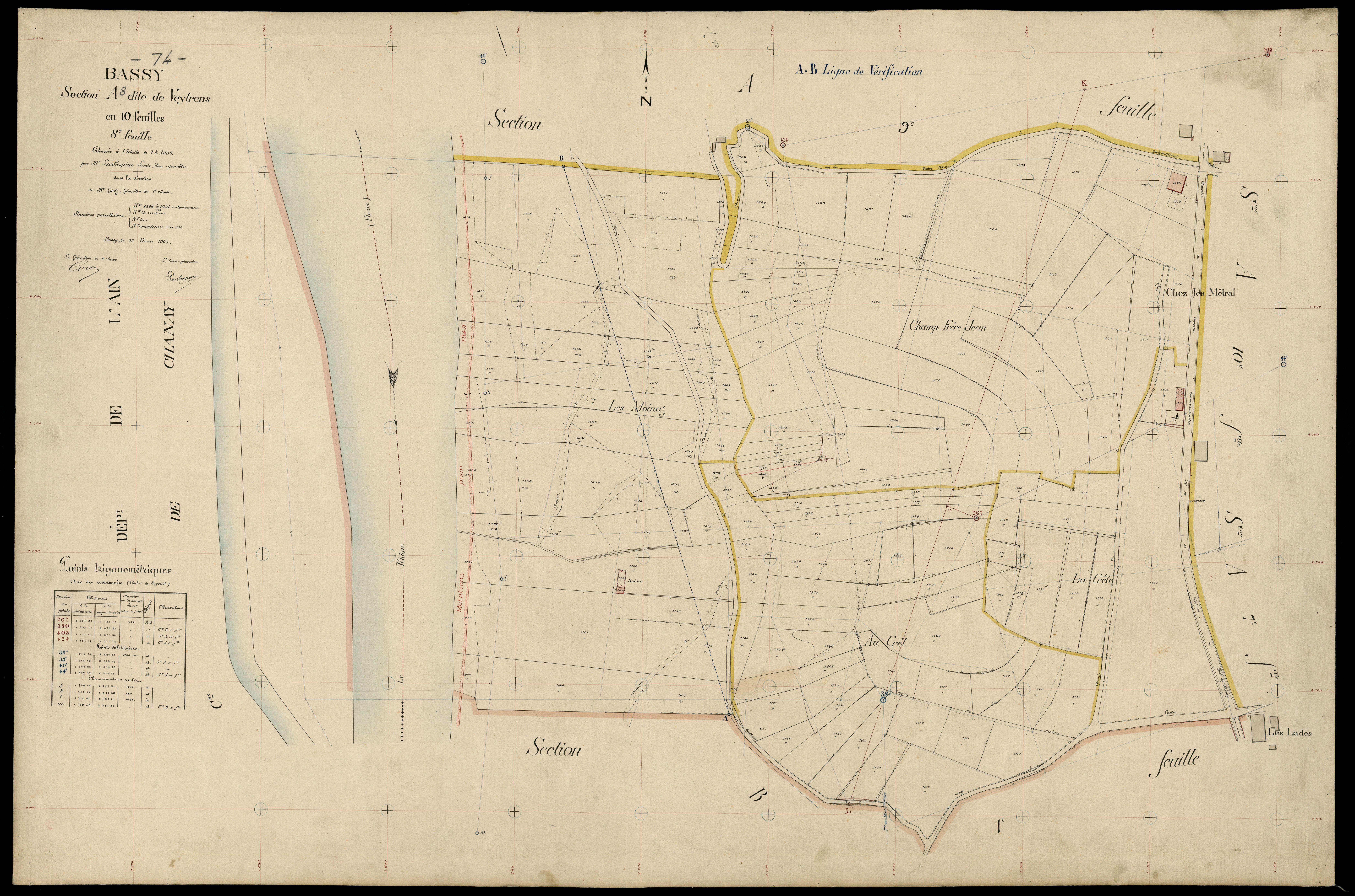 3 P 3 2658 - Feuille n° 9, parcelles n° 193 à 1790 - 15 février 1909