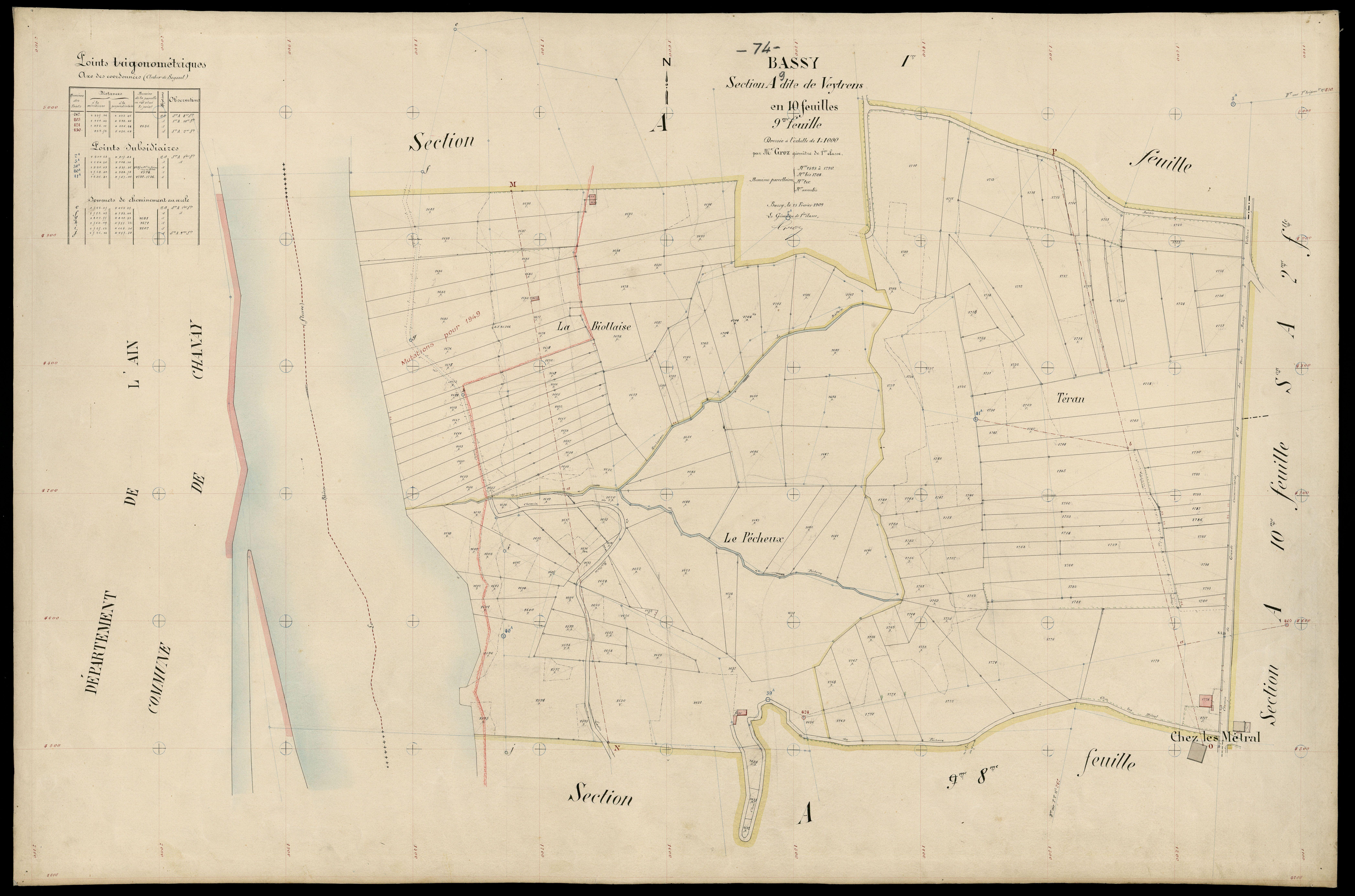 3 P 3 2659 - Feuille n° 10, parcelles n° 1791 à 2148 - 15 février 1909