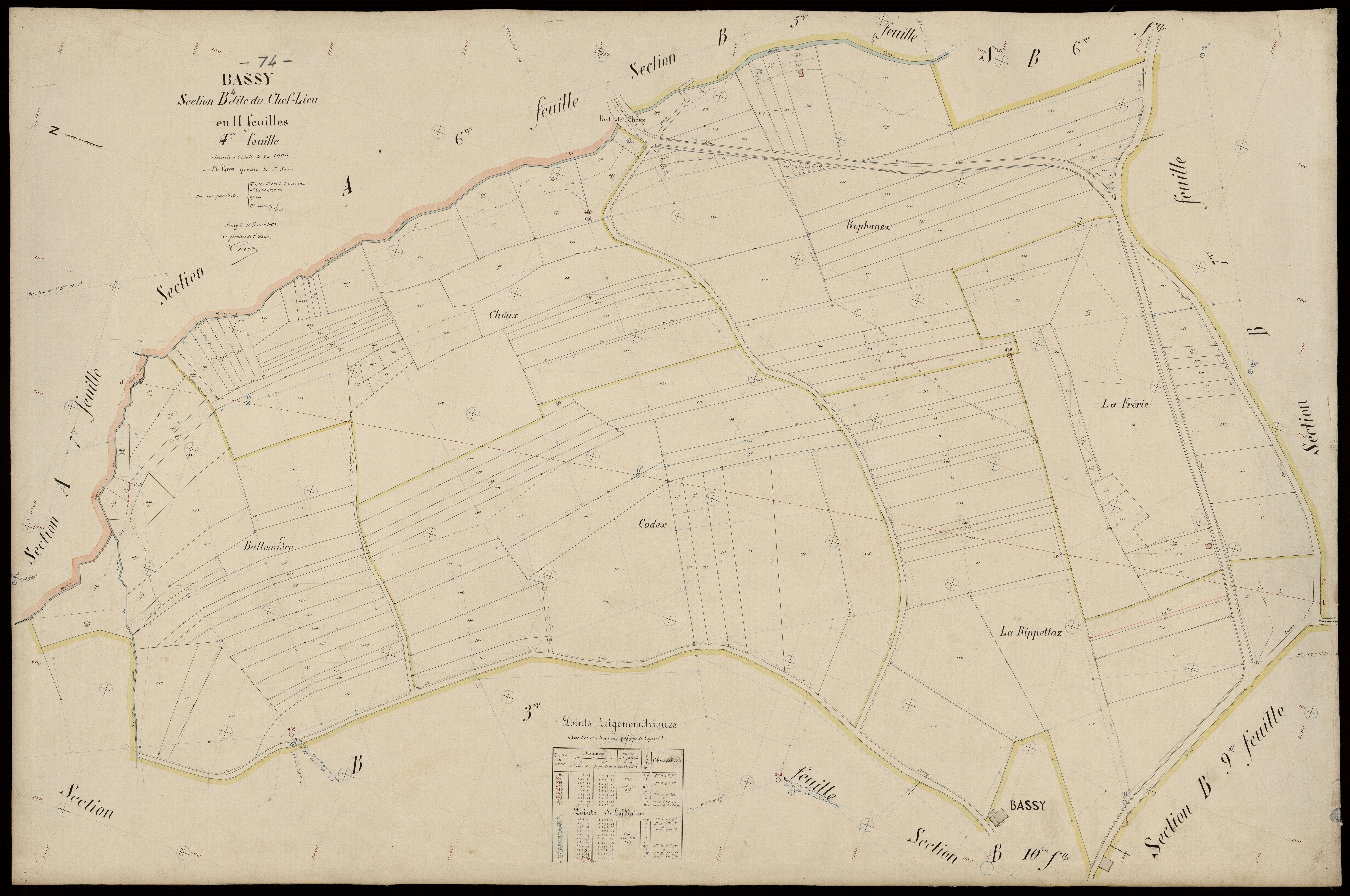 3 P 3 2664 - Feuille n° , parcelles n° 807 à 988 - 15 février 1909