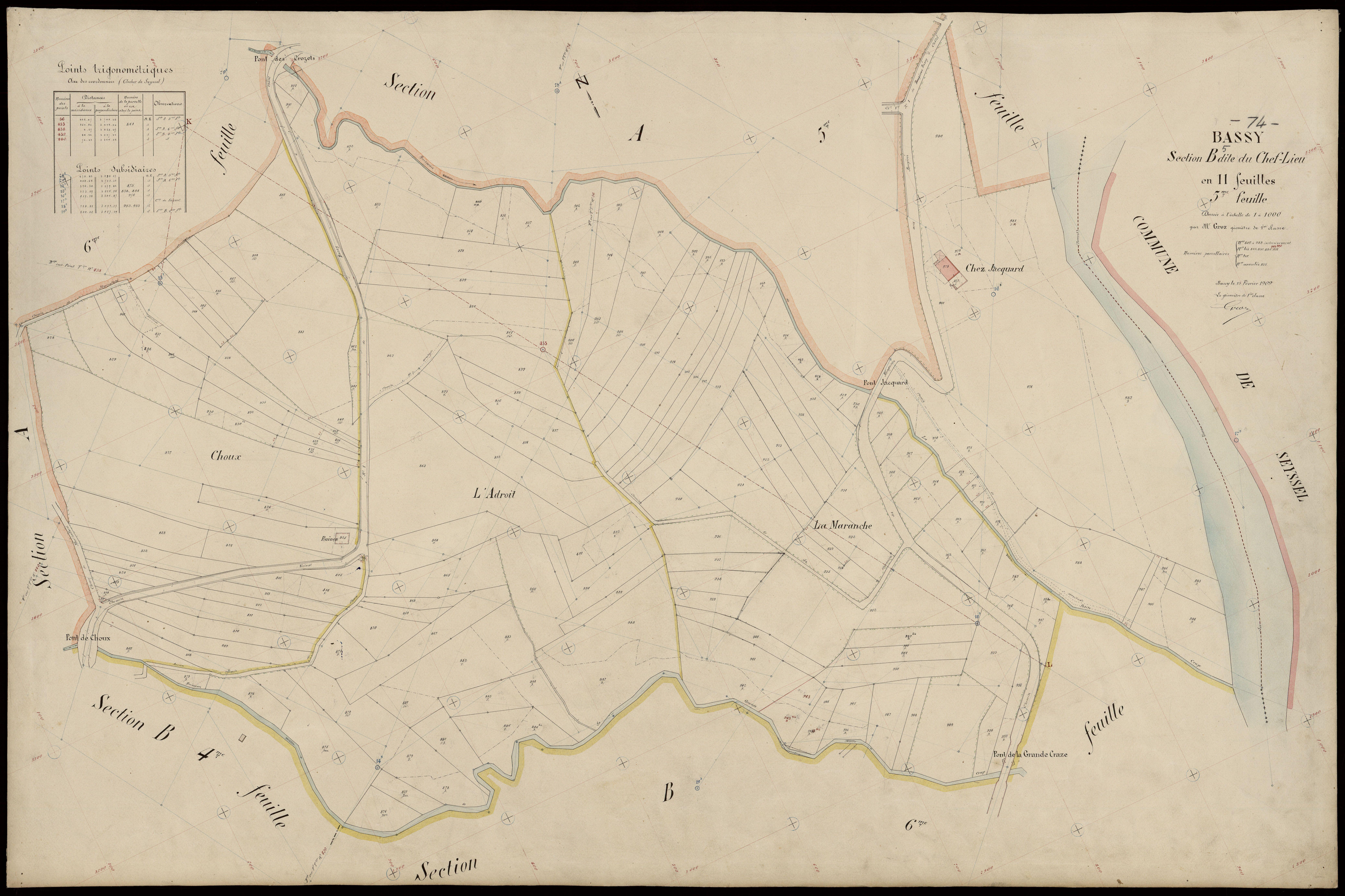 3 P 3 2665 - Feuille n° 6, parcelles n° 989 à 1122 - 15 février 1909