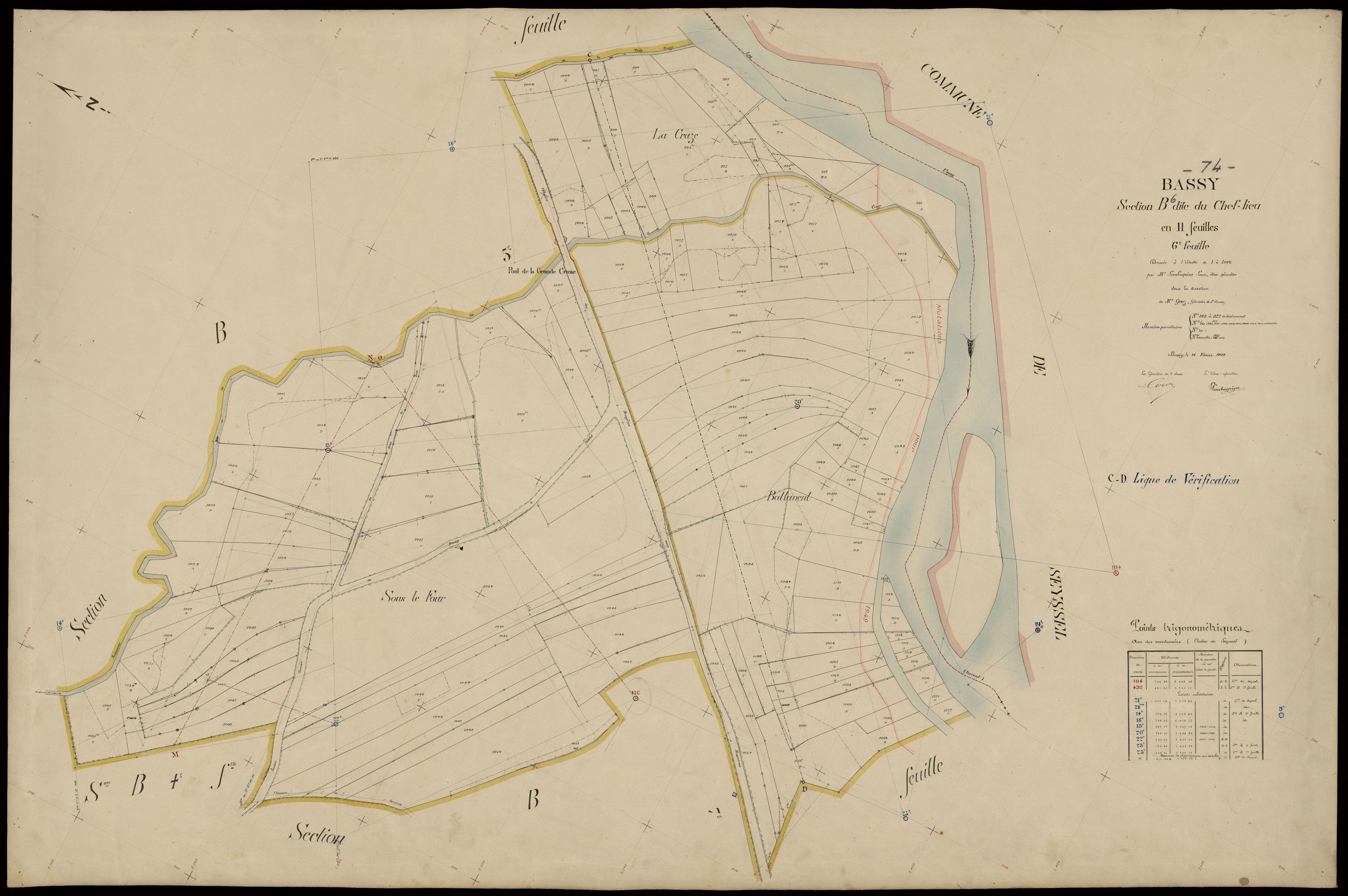 3 P 3 2666 - Feuille n° 7, parcelles n° 1123 à 128 - 15 février 1909