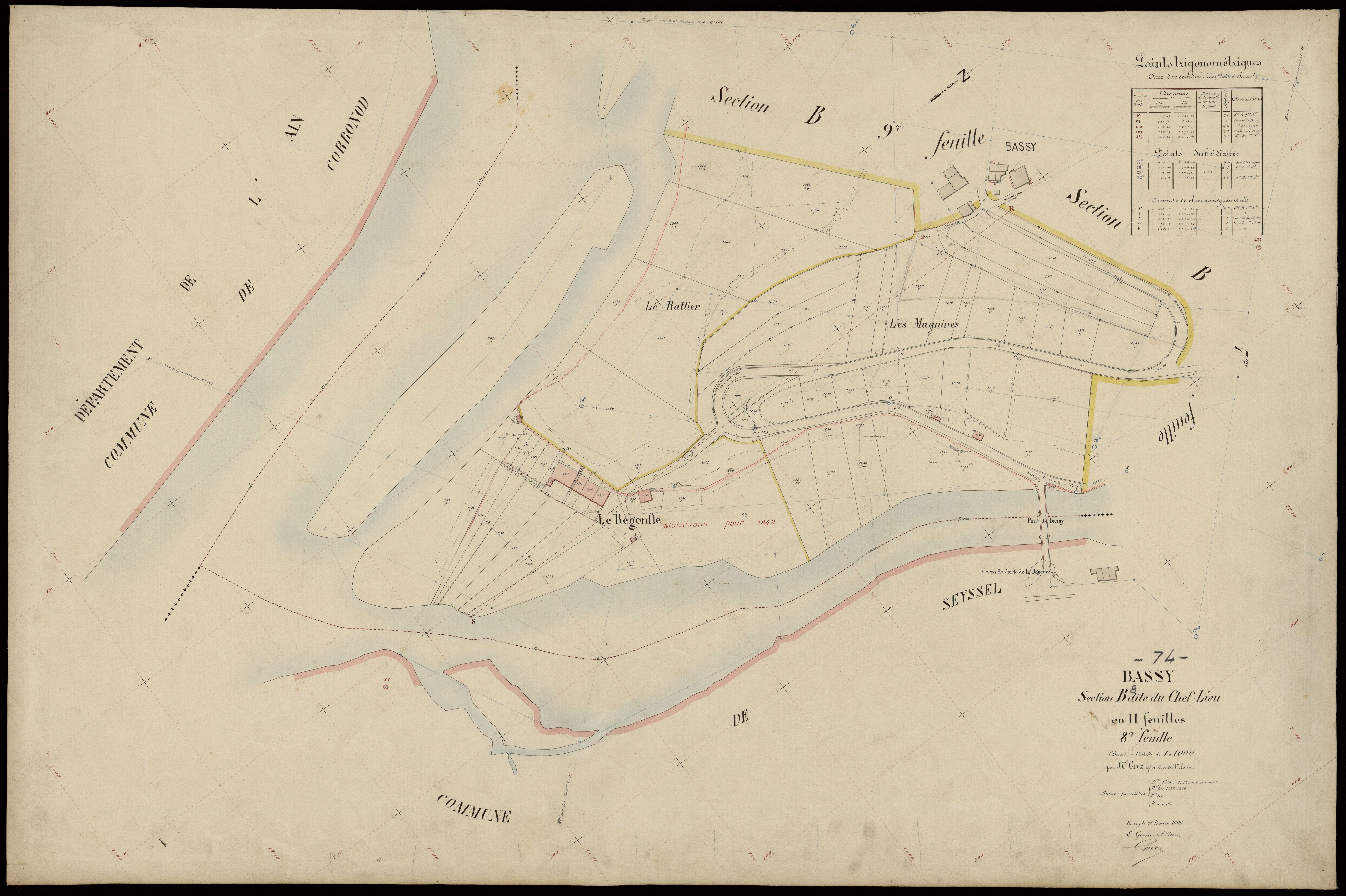 3 P 3 2668 - Feuille n° 9, parcelles n° 1373 à 16 - 15 février 1909