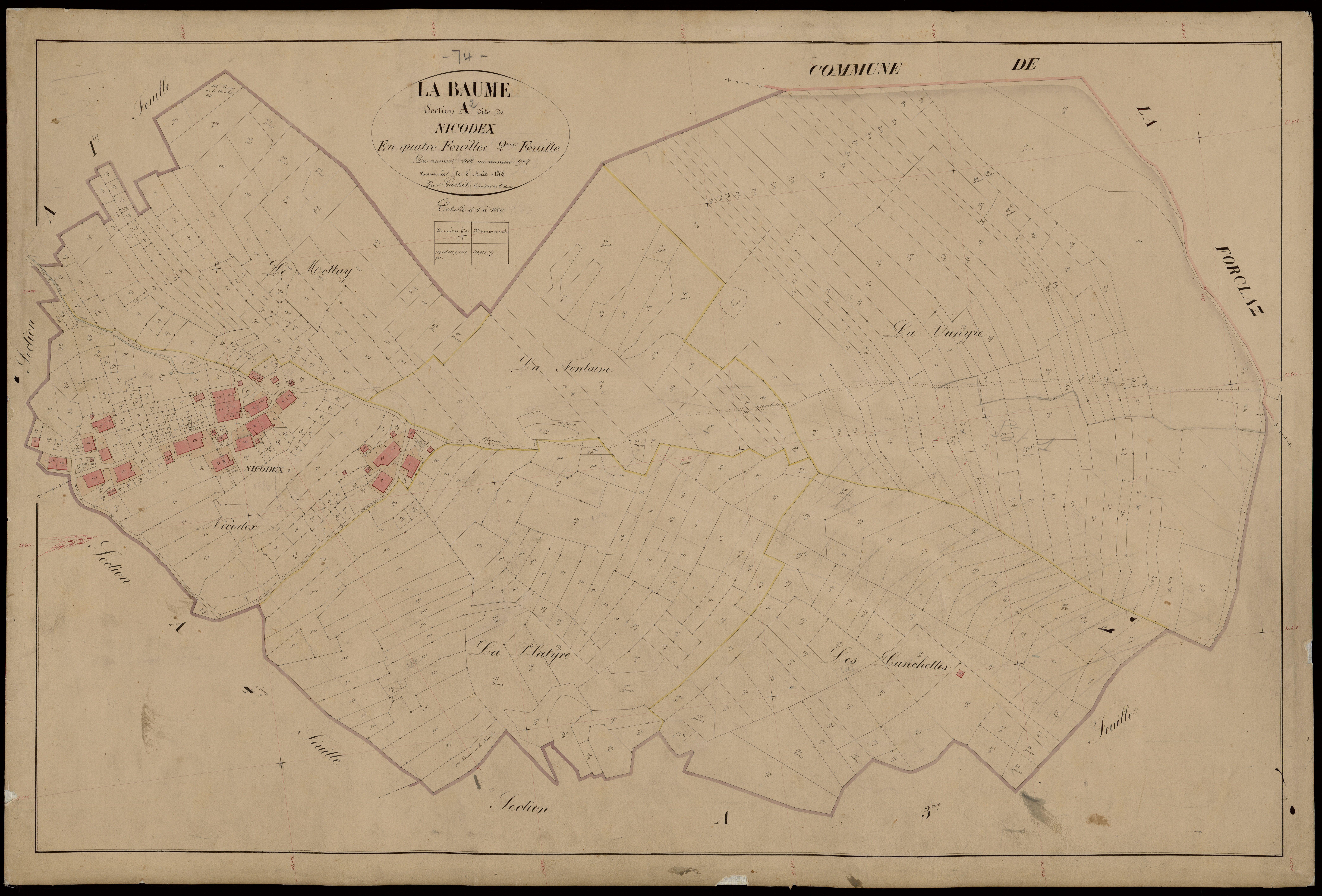 3 P 3 2674 - Feuille n° 3, parcelles n° 979 à 1223 - 15 avril 1868