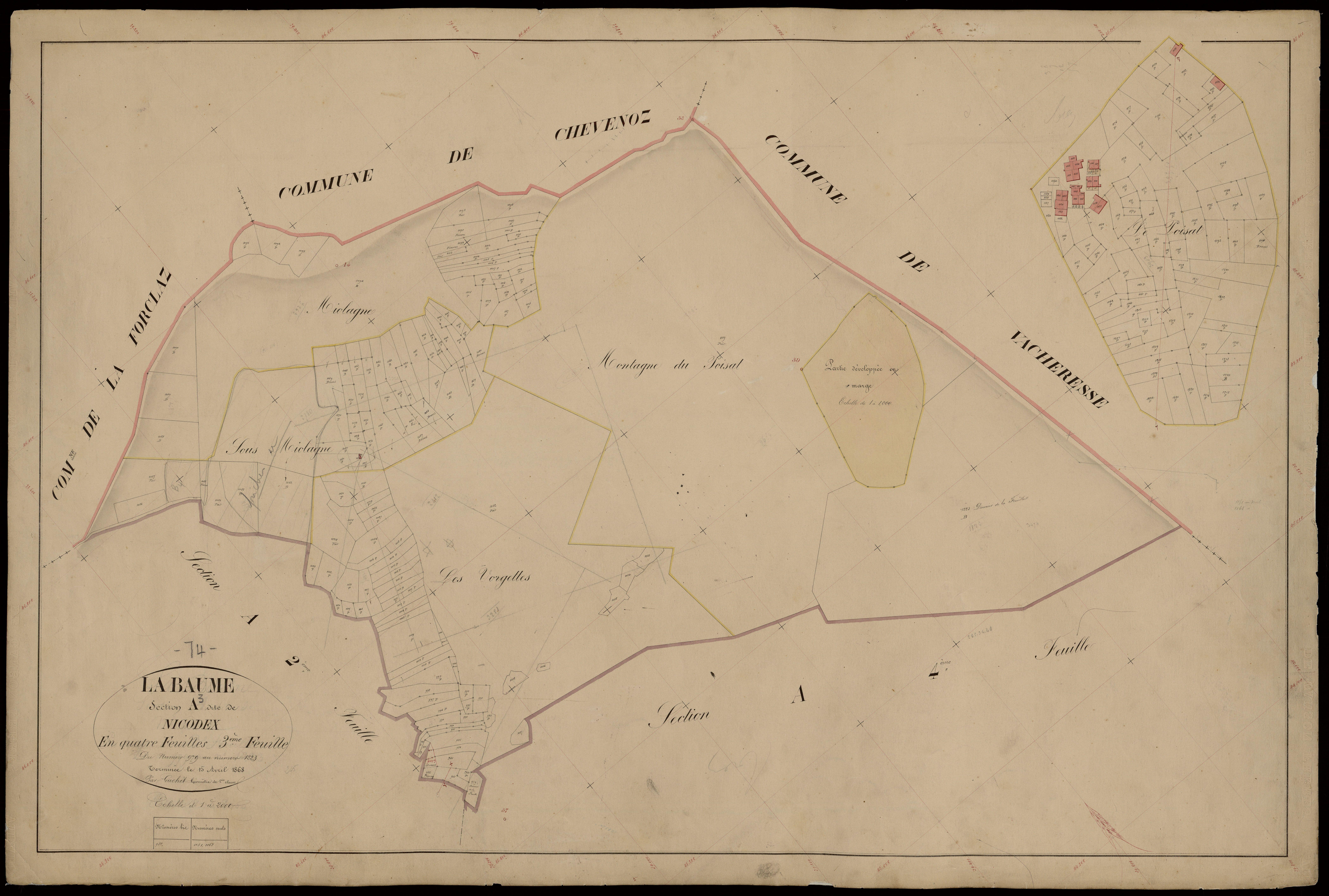 3 P 3 2675 - Feuille n° 4, parcelles n° 1224 à 1236 - 20 août 1867
