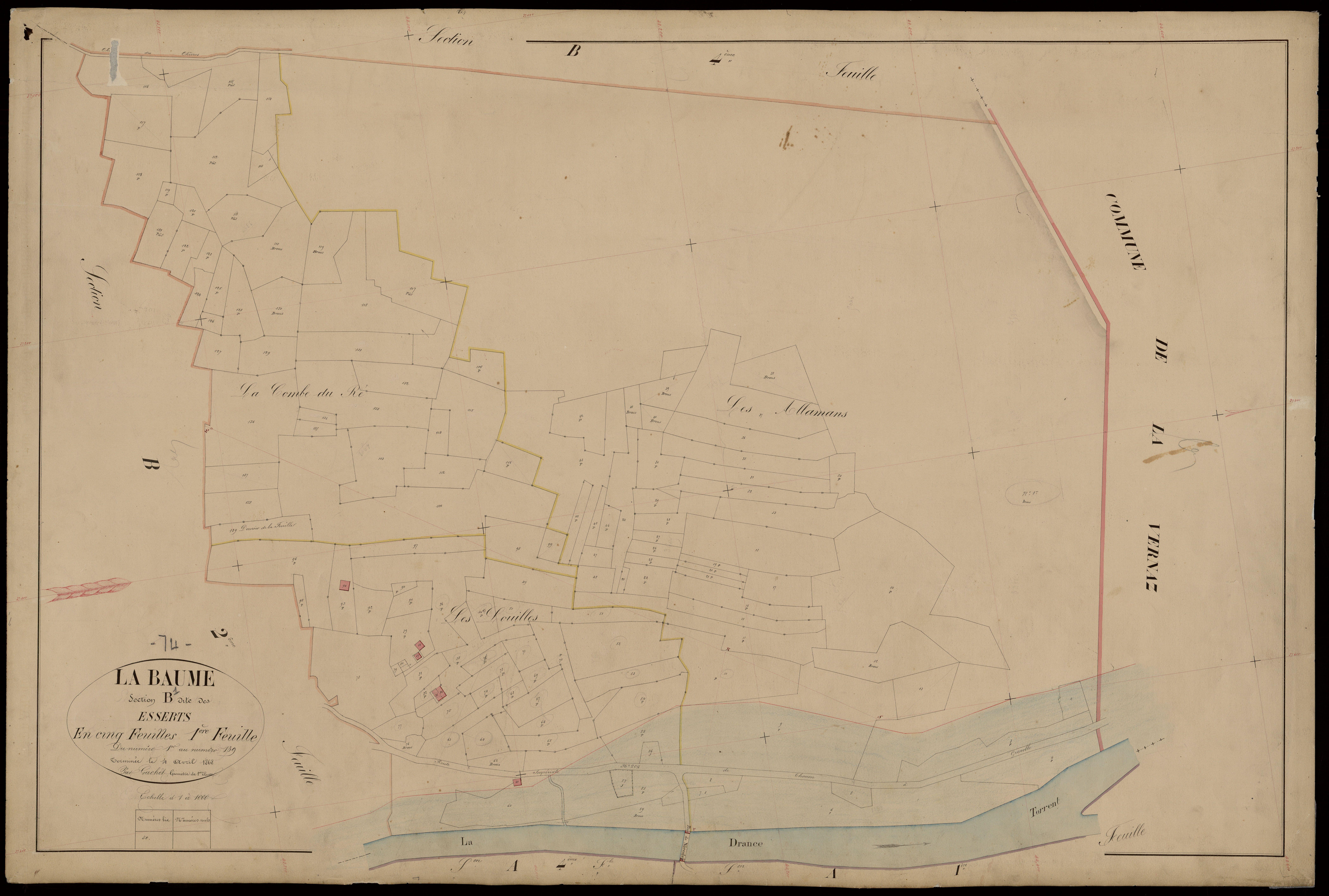 3 P 3 2677 - Feuille n° 2, parcelles n° 140 à 26 - 4 juin 1868