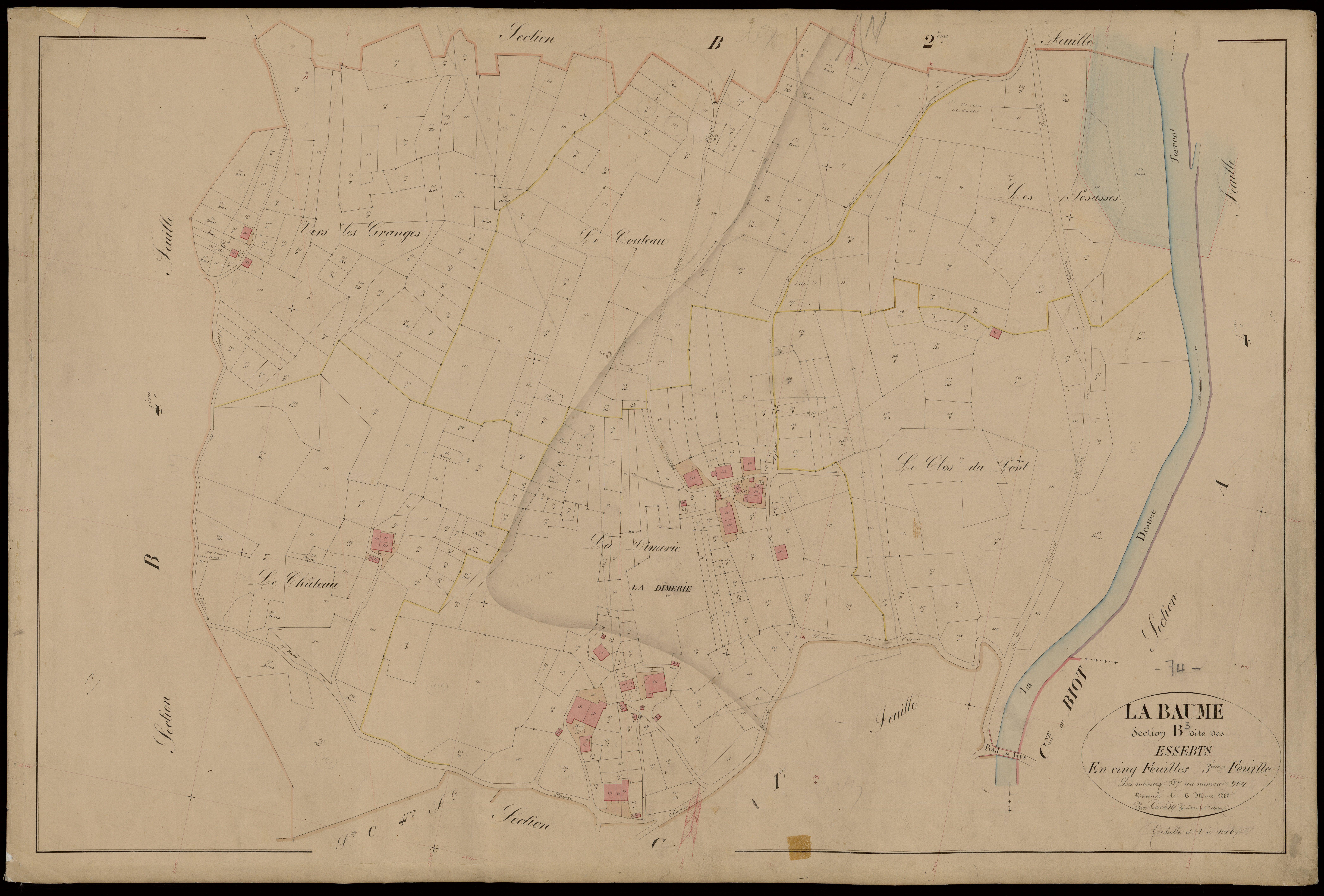 3 P 3 2679 - Feuille n° 4, parcelles n° 90 à 1067 - 25 mars 1868
