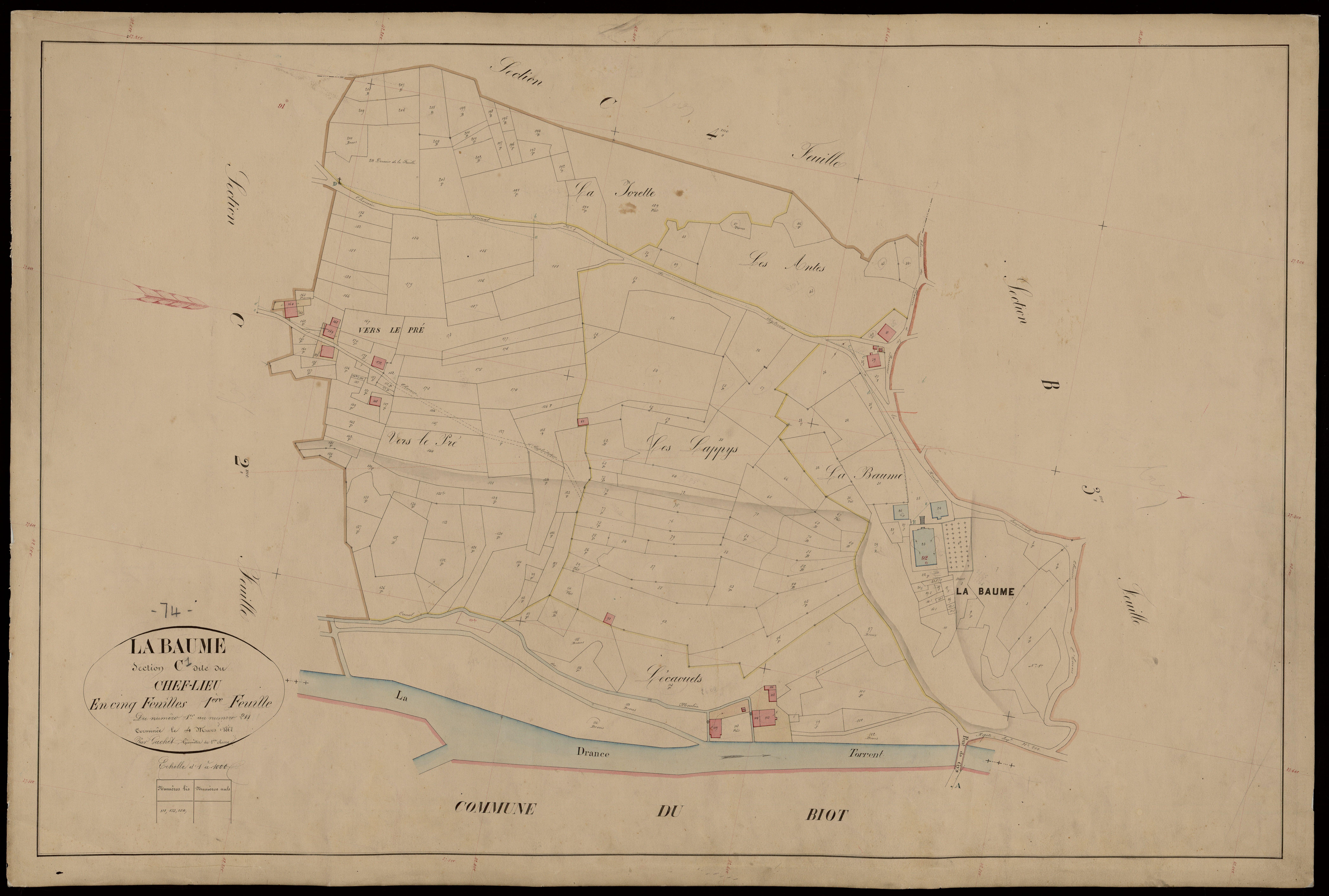 3 P 3 2683 - Feuille n° 2, parcelles n° 212 à 13 - 25 juillet 1868
