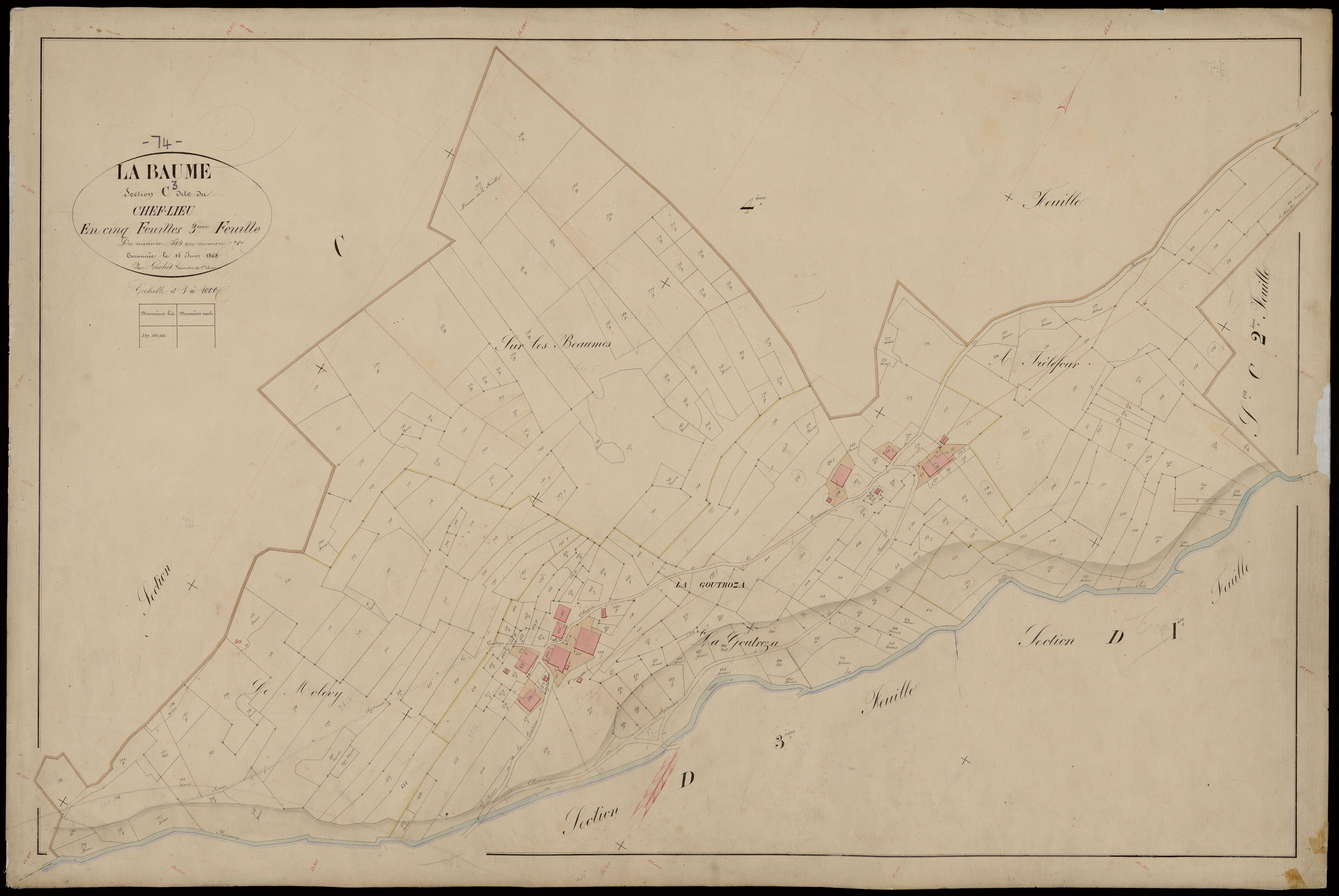 3 P 3 2685 - Feuille n° 4, parcelles n° 788 à 821 - 20 juillet 1868