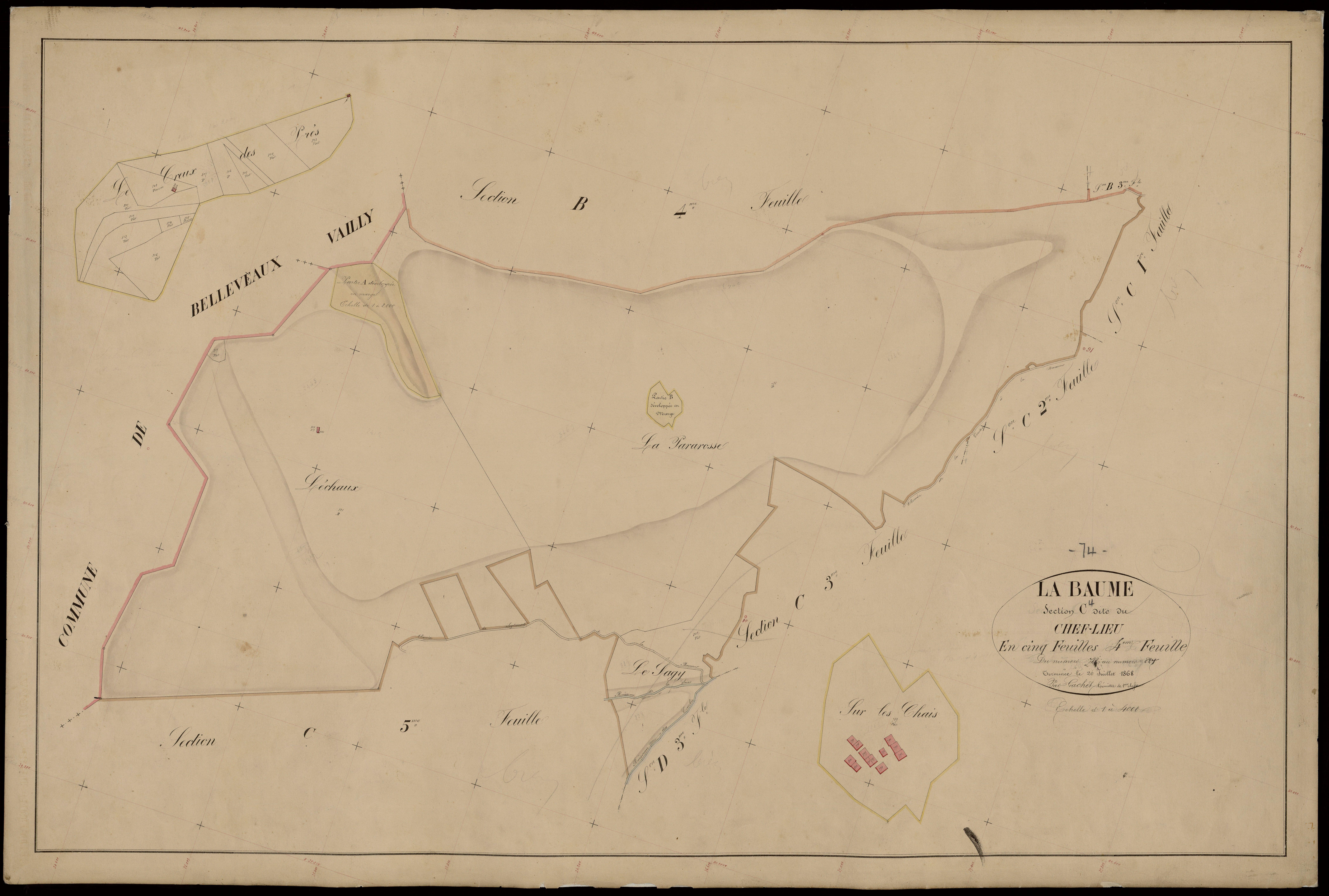 3 P 3 2686 - Feuille n° , parcelles n° 822 à 1237 - 25 avril 1868