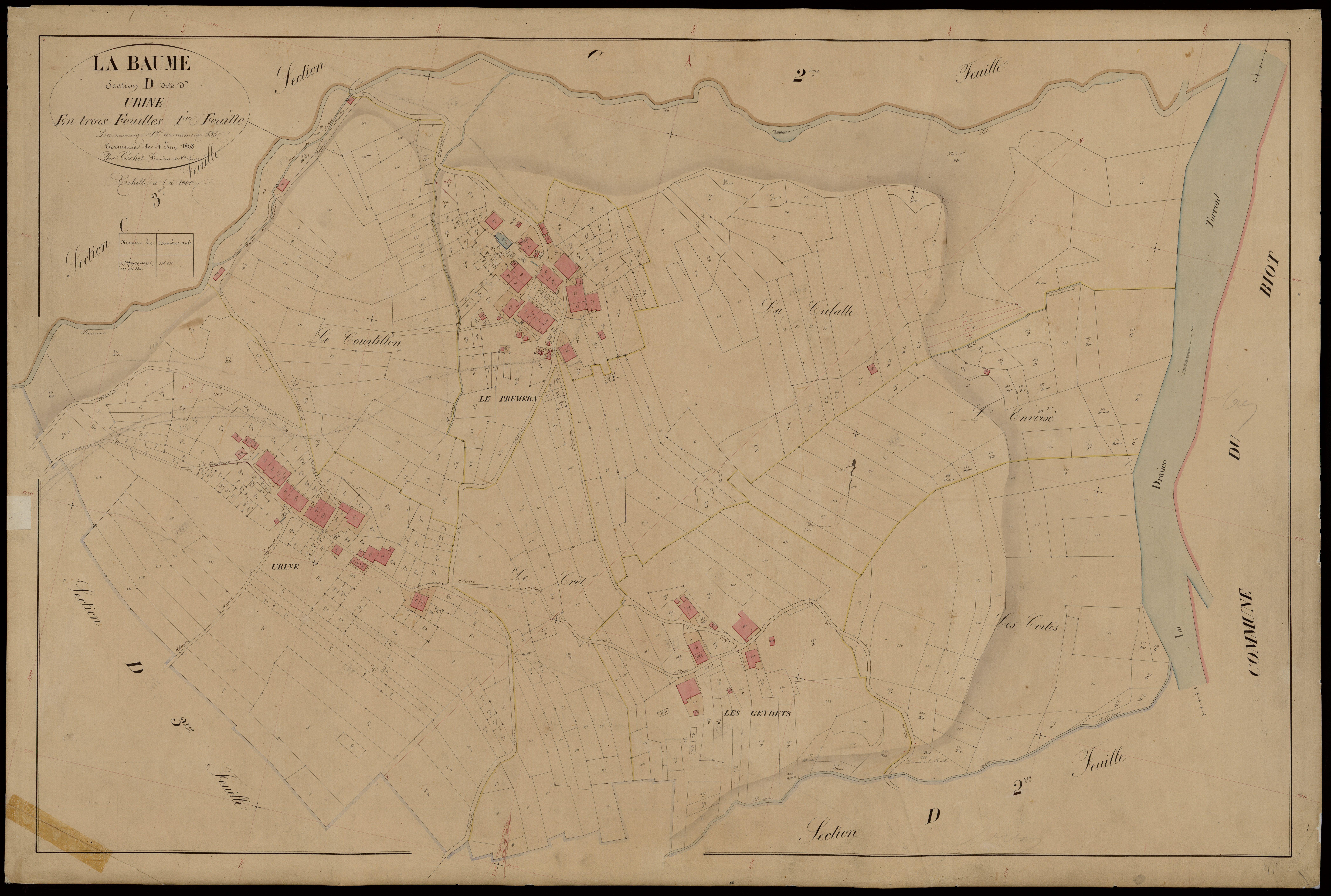 3 P 3 2689 - Feuille n° 2, parcelles n° 36 à 721 - 6 avril 1868
