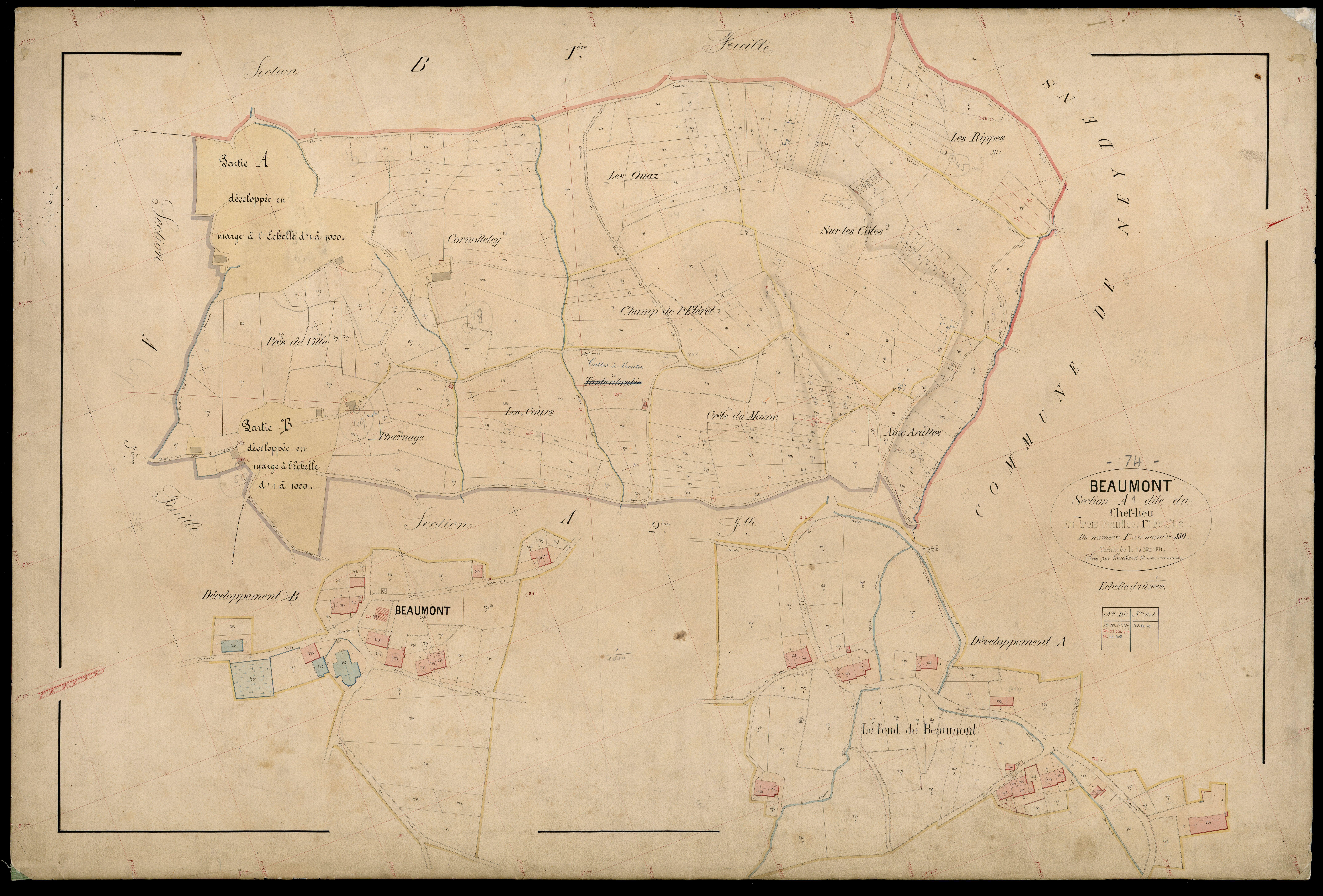 3 P 3 2693 - Feuille n° 2, parcelles n° 331 à 62 - 15 mai 1871