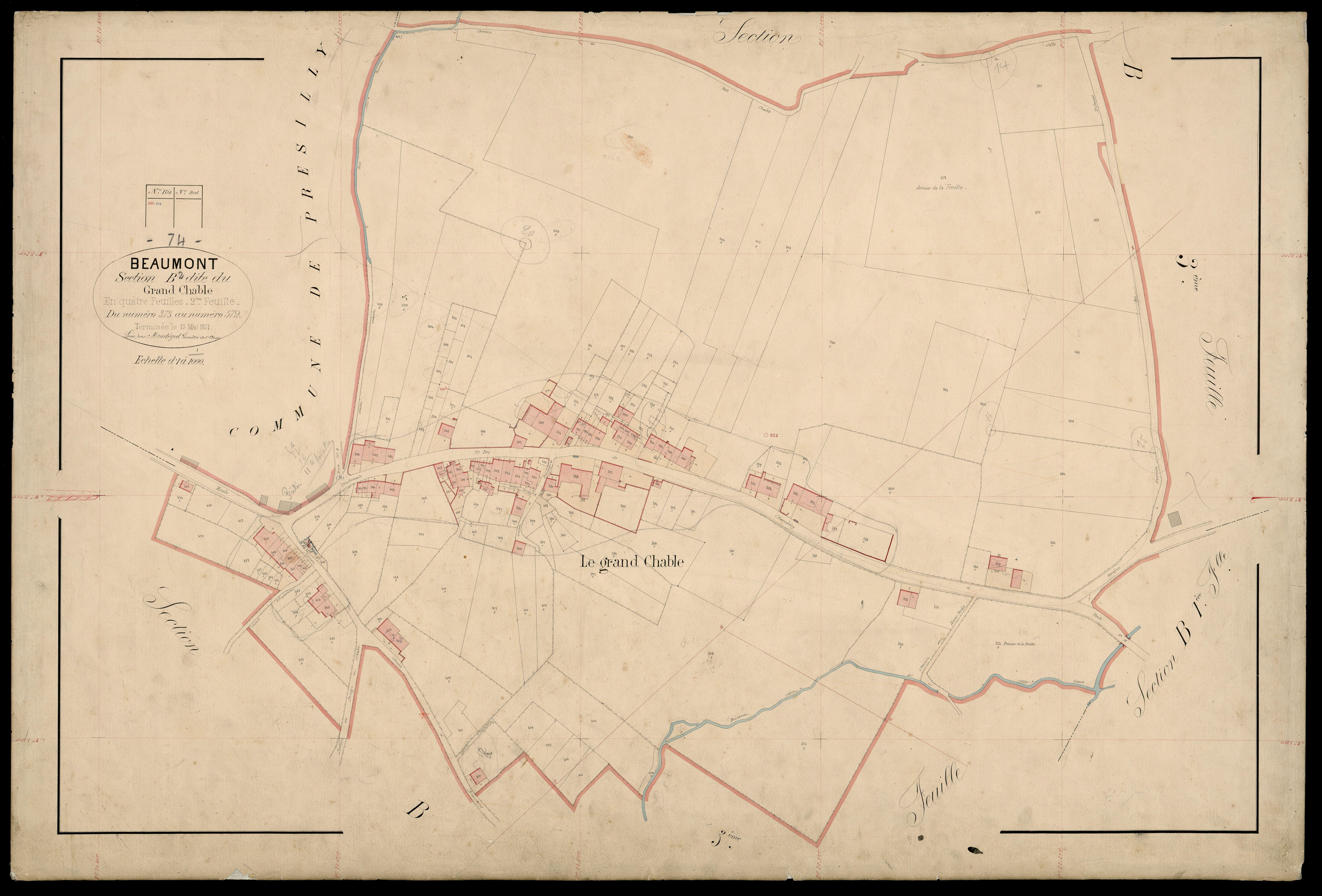 3 P 3 2697 - Feuille n° 3, parcelles n° 73 à 88 - 15 mai 1871
