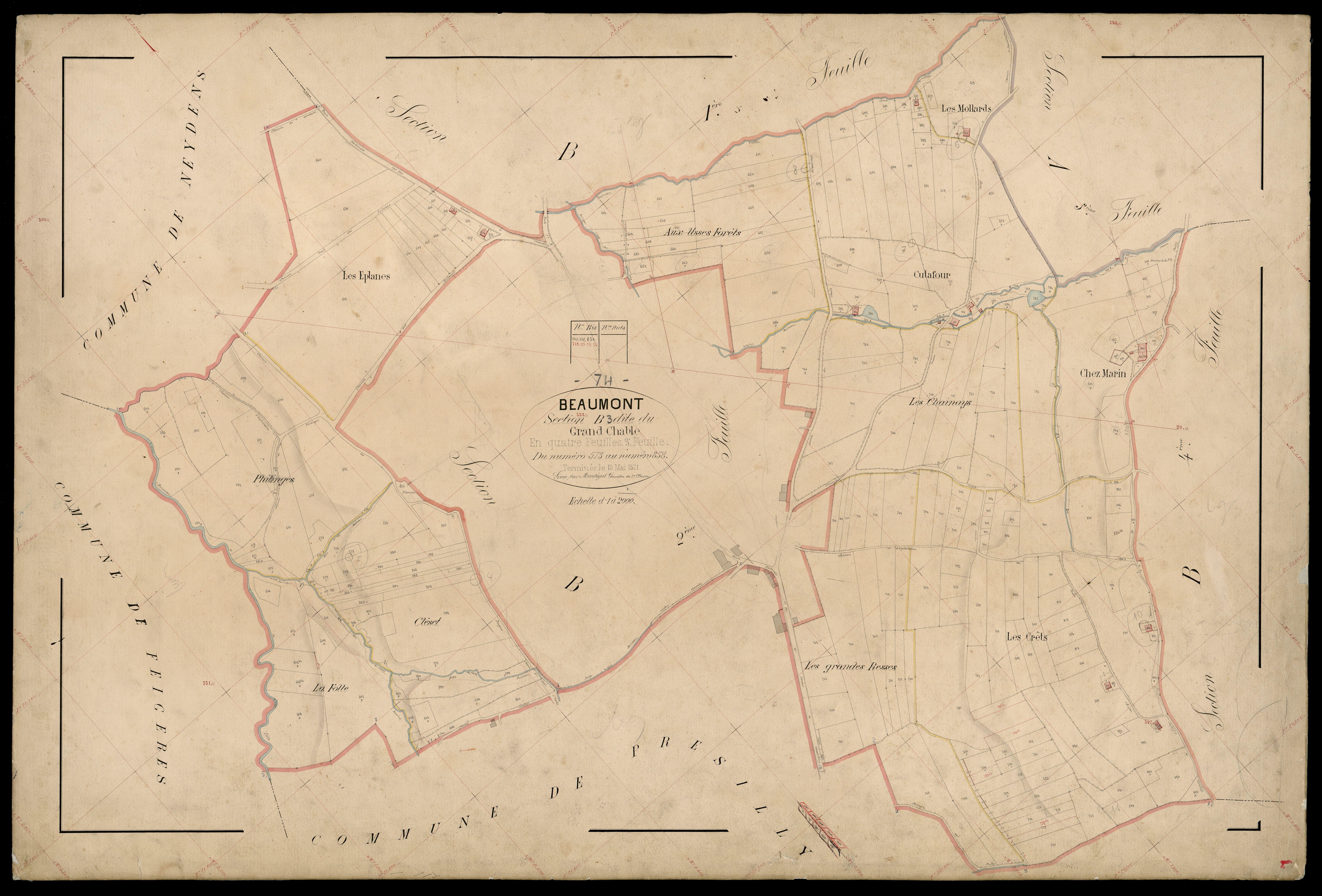 3 P 3 2698 - Feuille n° 4, parcelles n° 89 à 104 - 15 mai 1871