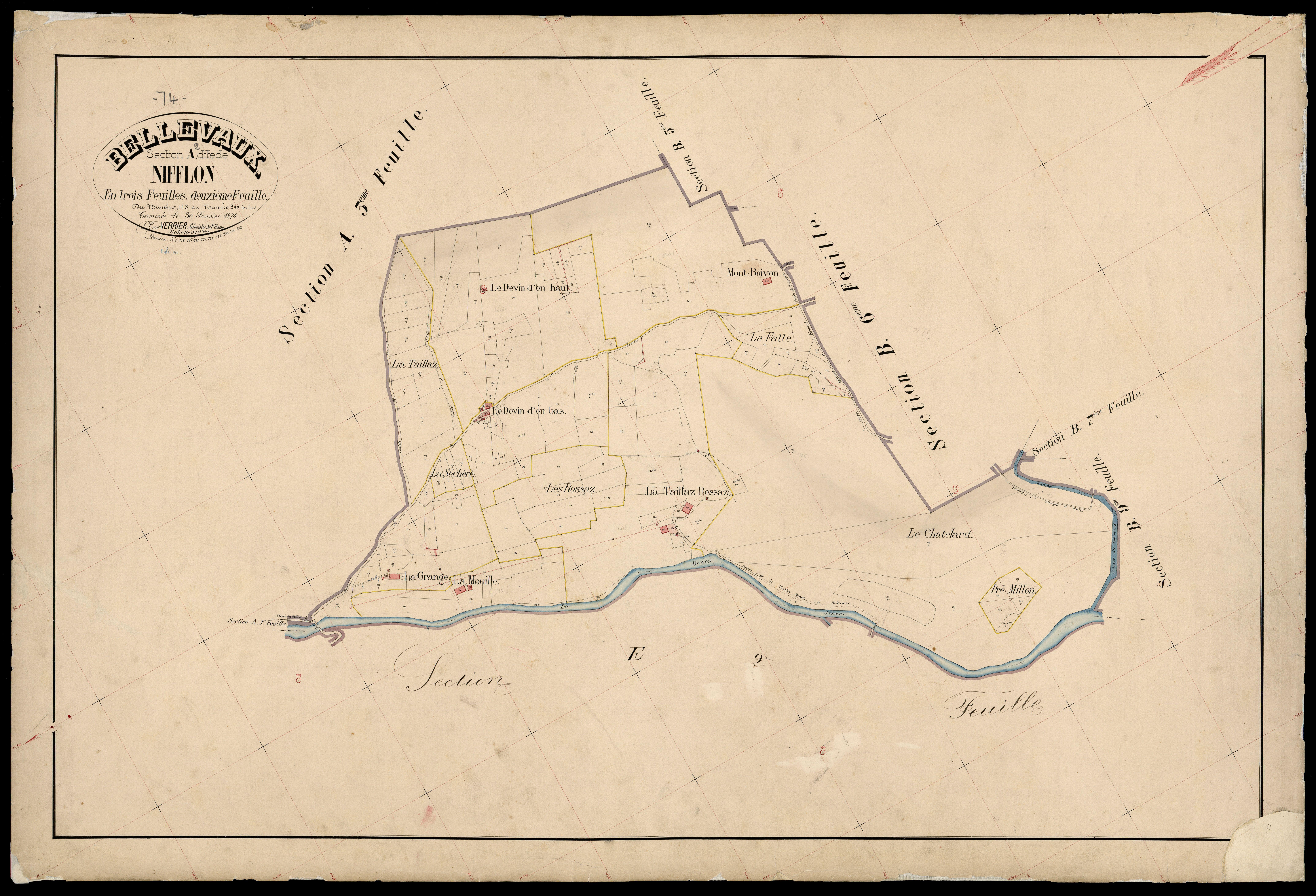 3 P 3 2703 - Feuille n° 3, parcelles n° 241 à 282 - 11 février 1874