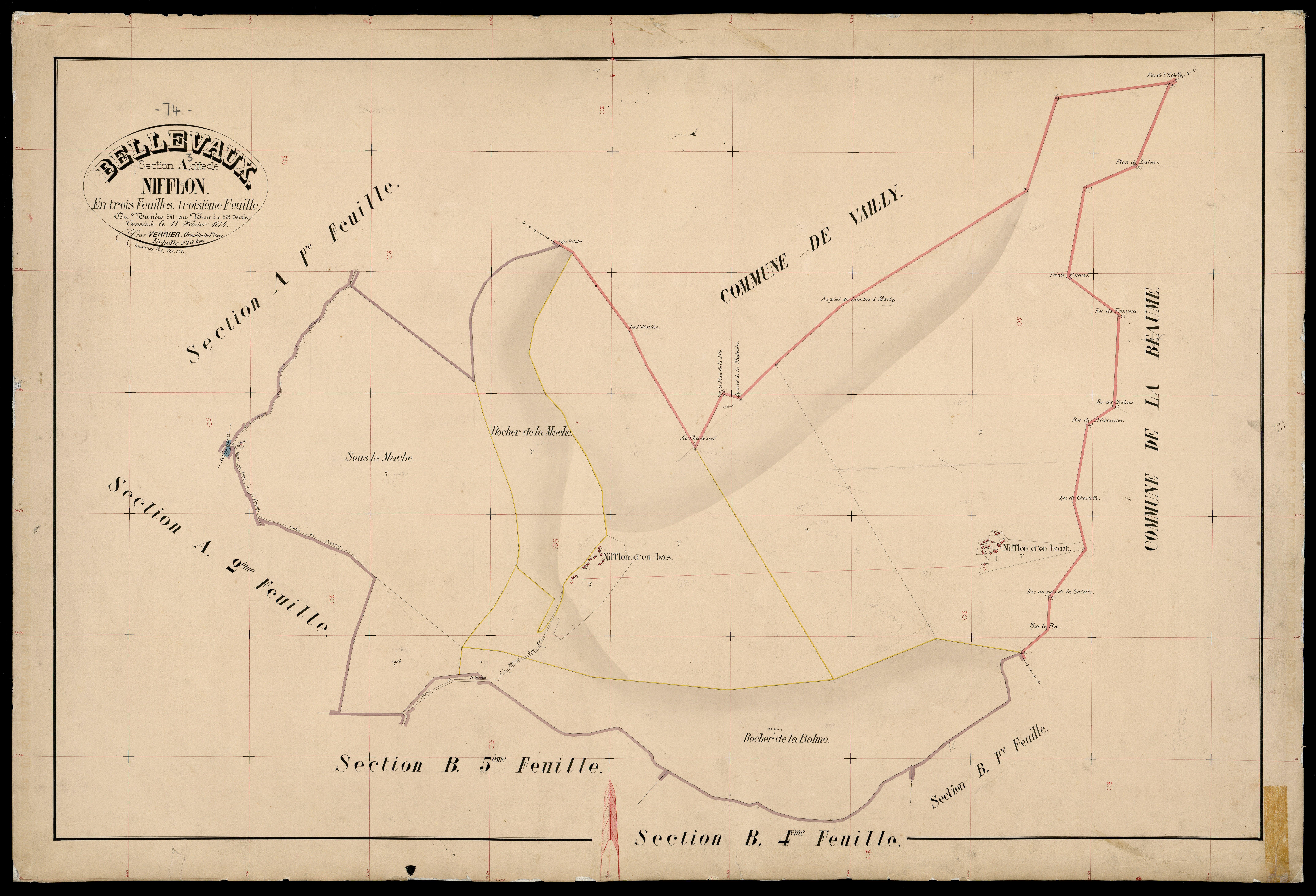 Section B : Vallon (partie nord) - 1873-1874