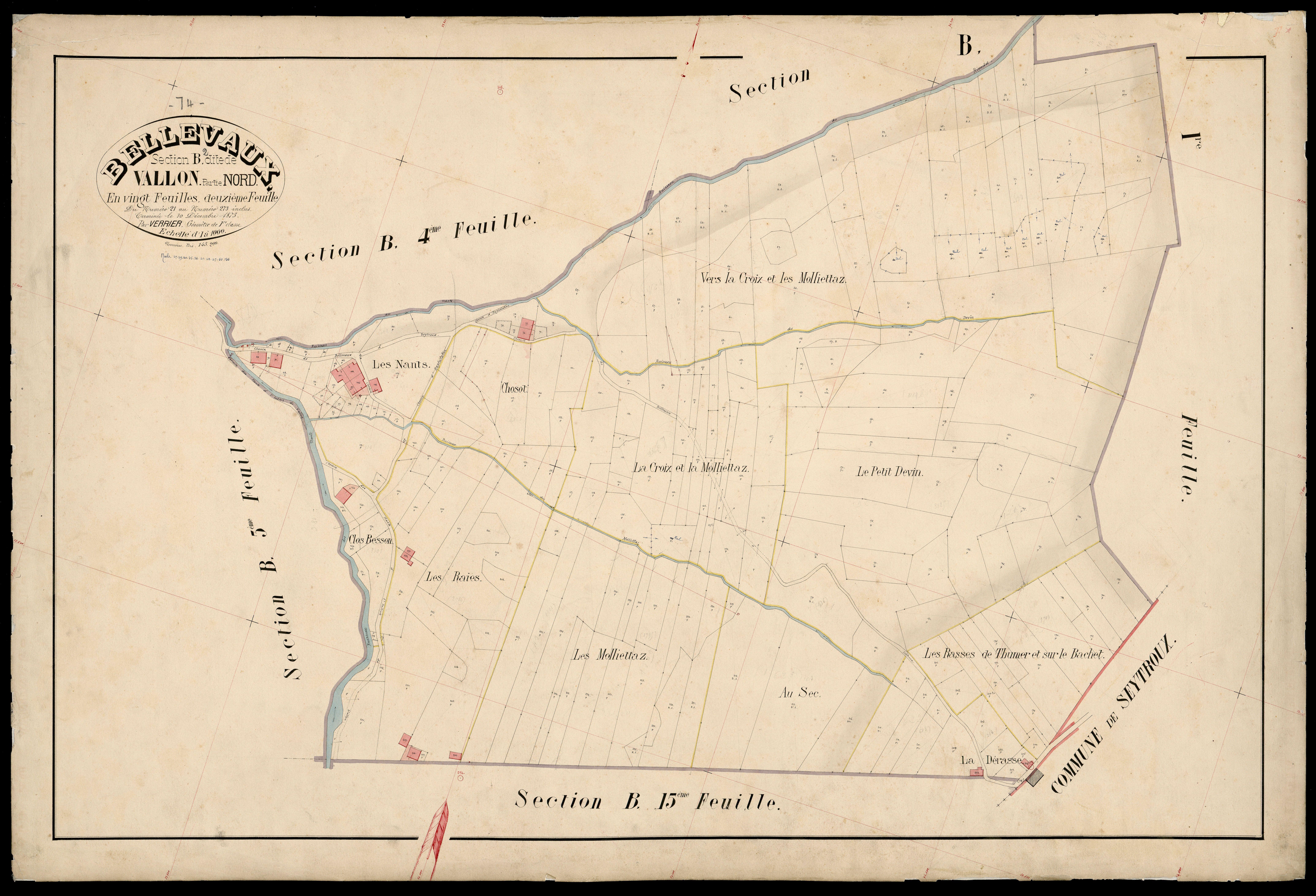 3 P 3 2706 - Feuille n° 3, parcelles n° 274 à 431 - 26 décembre 1873