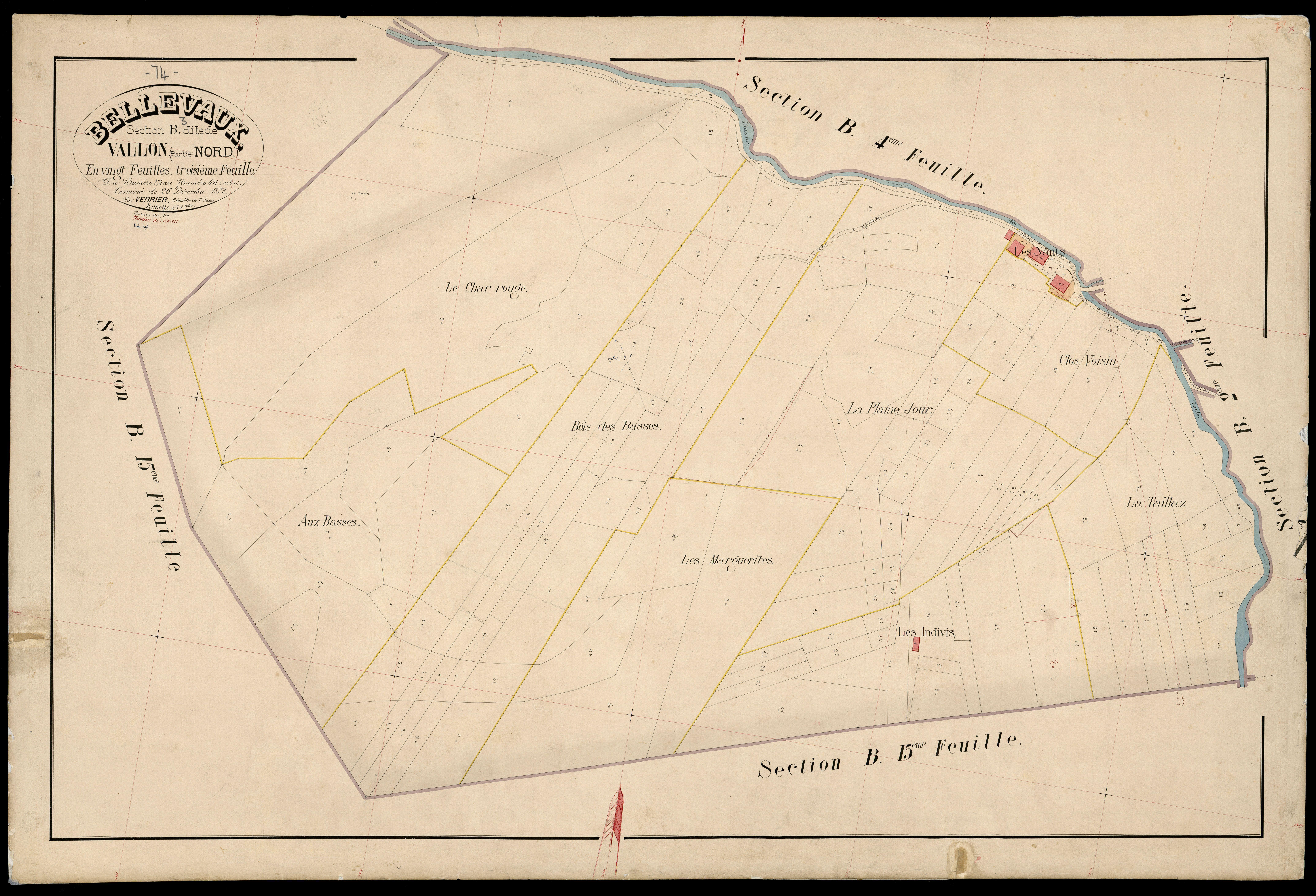3 P 3 2707 - Feuille n° 4, parcelles n° 432 à 674 - 19 janvier 1874