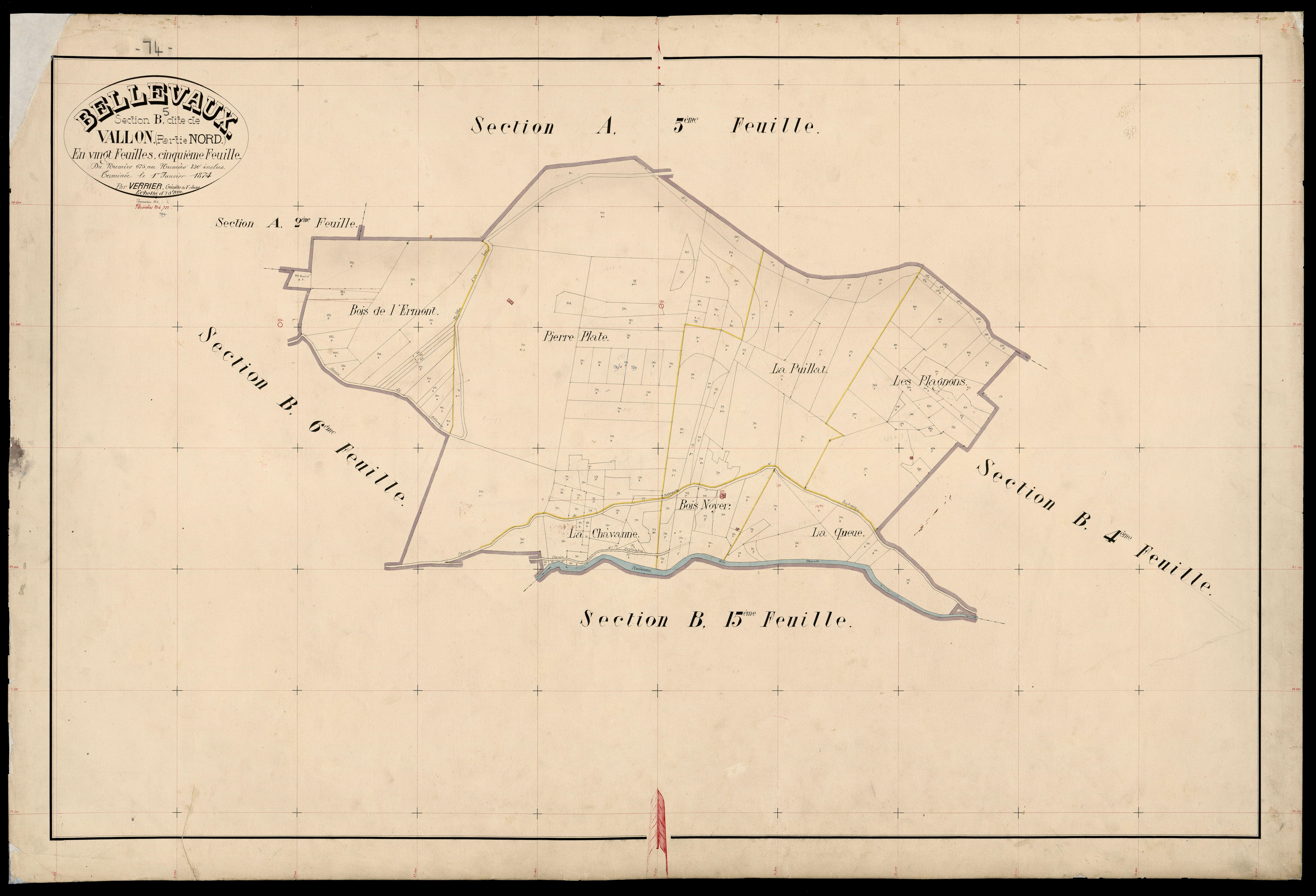 3 P 3 2709 - Feuille n° 6, parcelles n° 831 à 1040 - 15 janvier 1874
