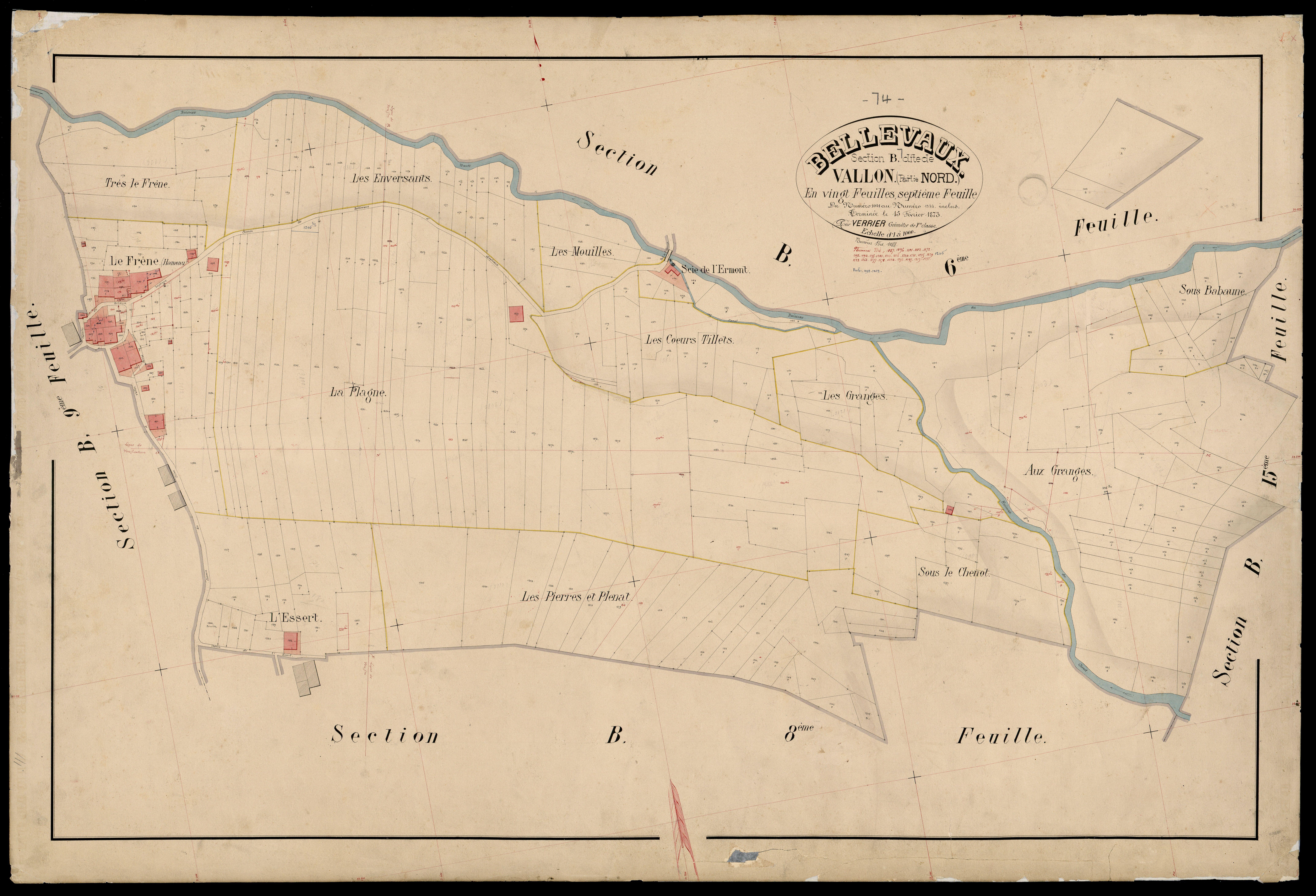 3 P 3 2711 - Feuille n° 8, parcelles n° 134 à 182 - 30 décembre 1874