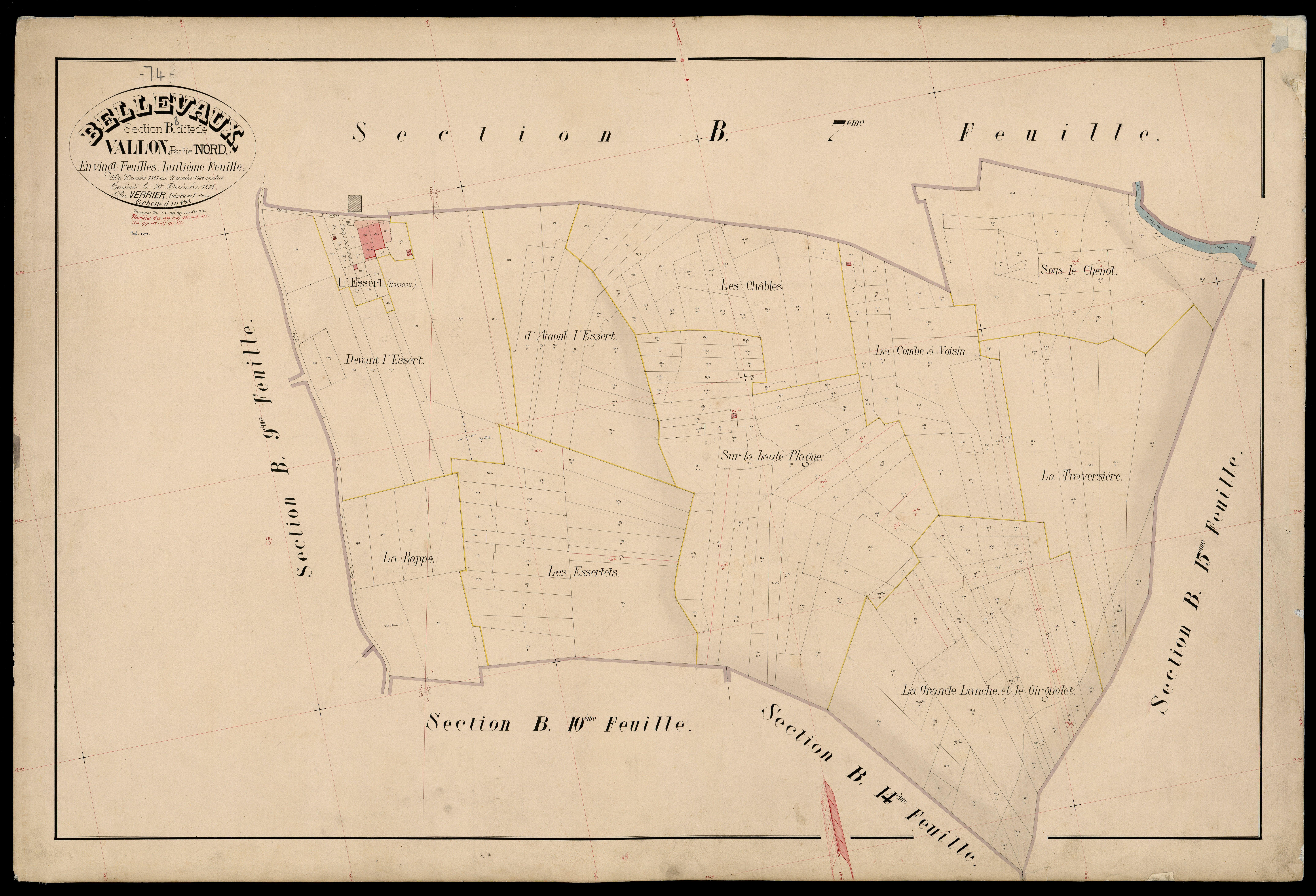 3 P 3 2712 - Feuille n° 9, parcelles n° 183 à 1710 - 24 décembre 1873