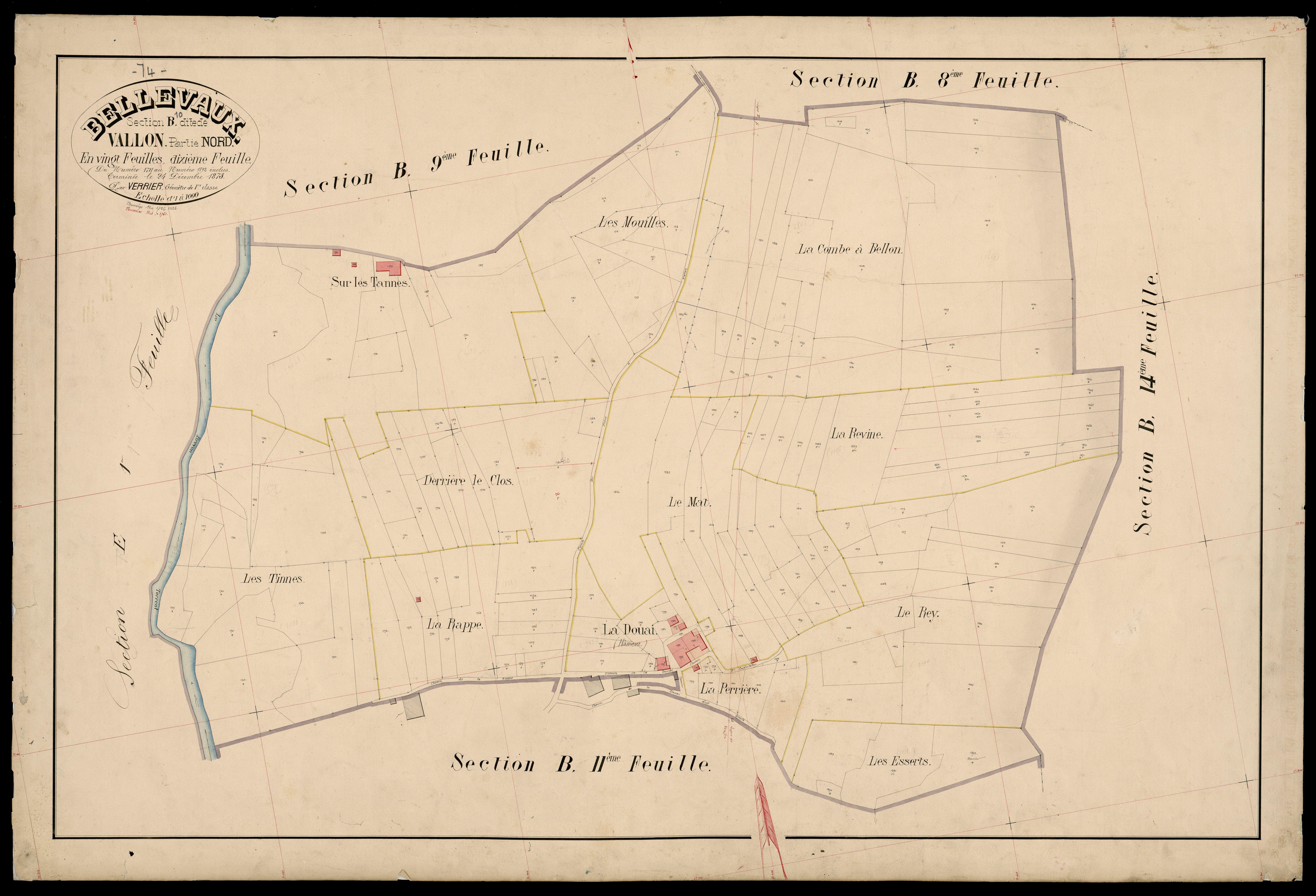 3 P 3 2714 - Feuille n° 11, parcelles n° 1893 à 2070 - 16 janvier 1874