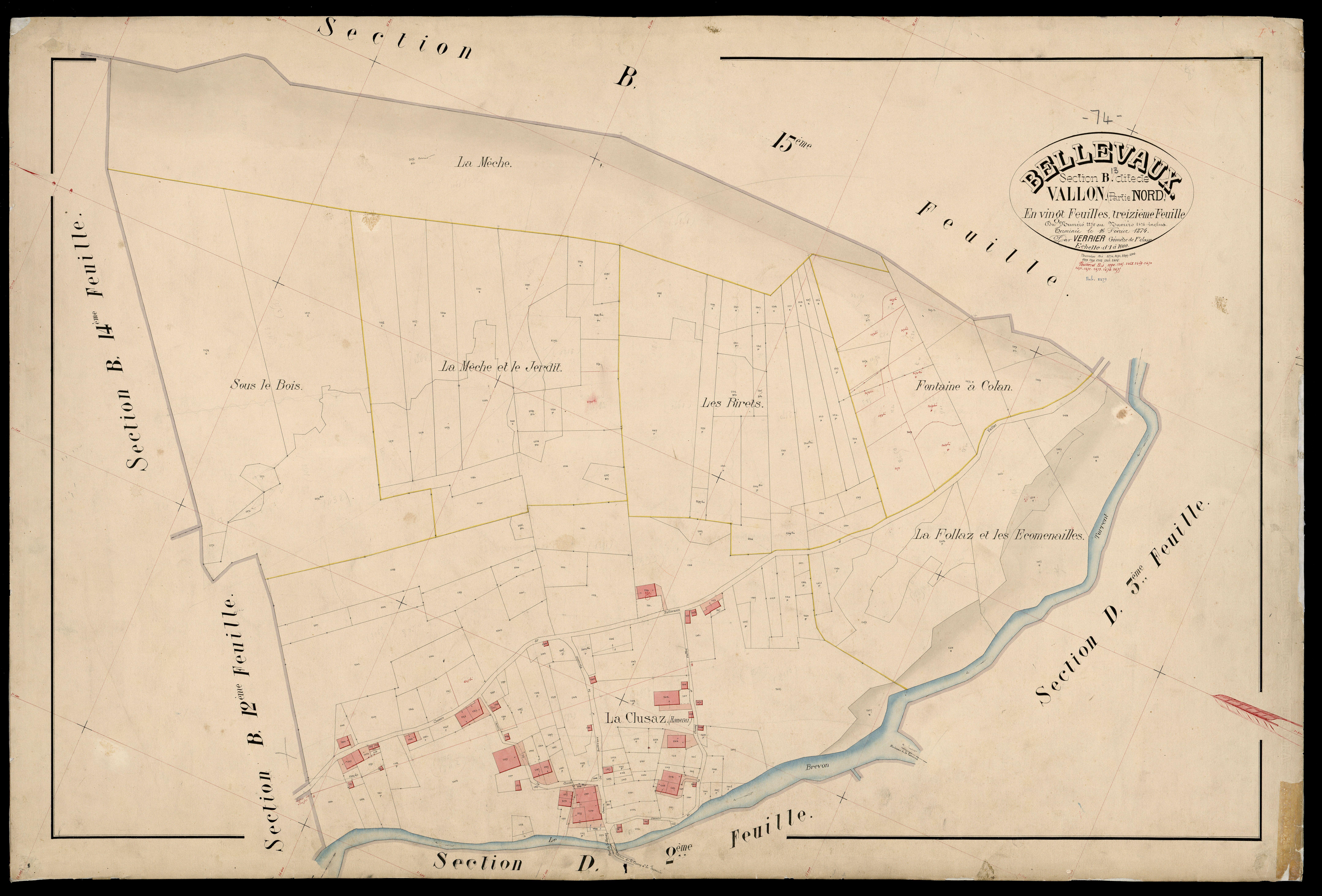 3 P 3 2717 - Feuille n° 14, parcelles n° 2477 à 264 - 30 janvier 1874