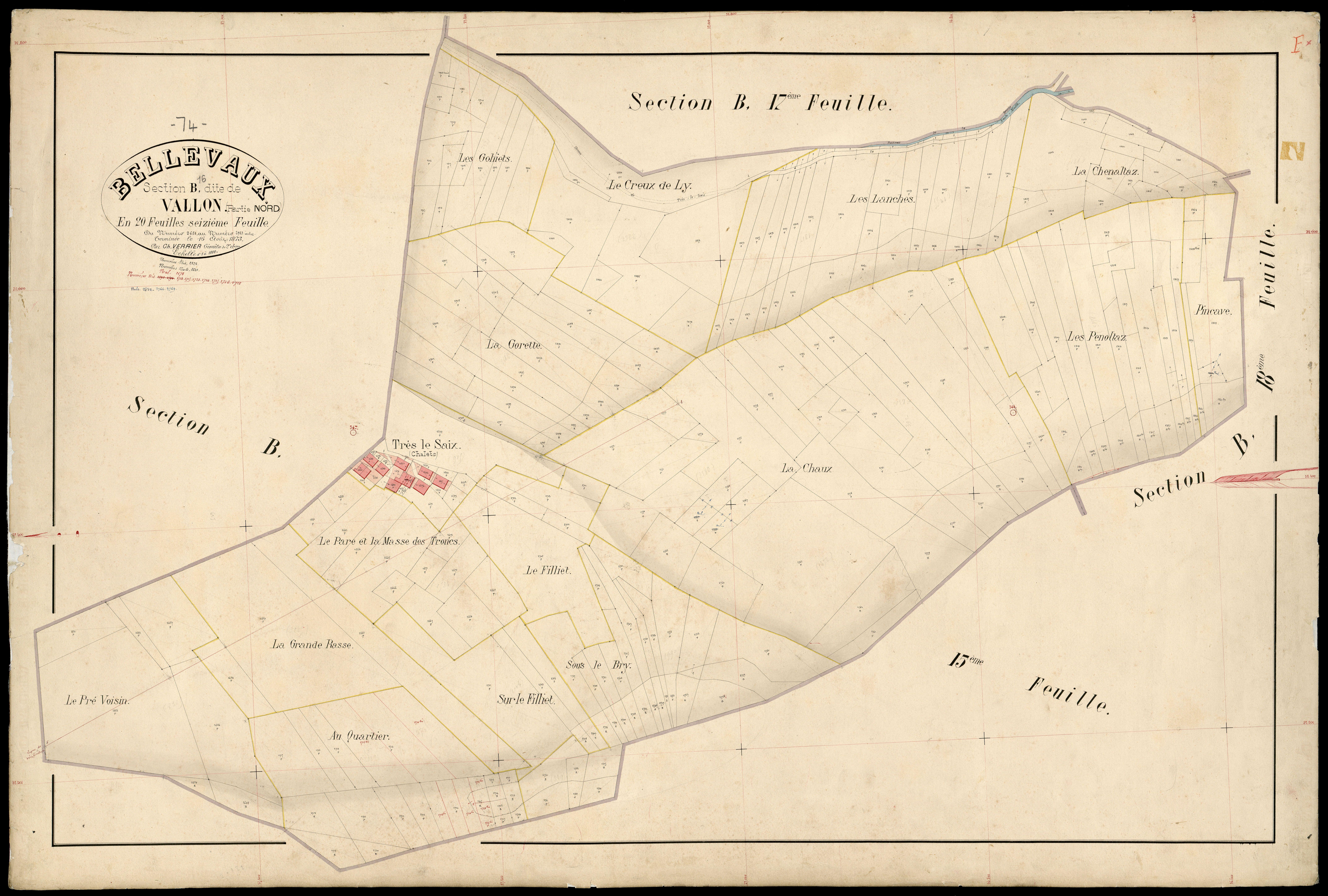 3 P 3 2720 - Feuille n° 17, parcelles n° 2924 à 3211 - 15 février 1874