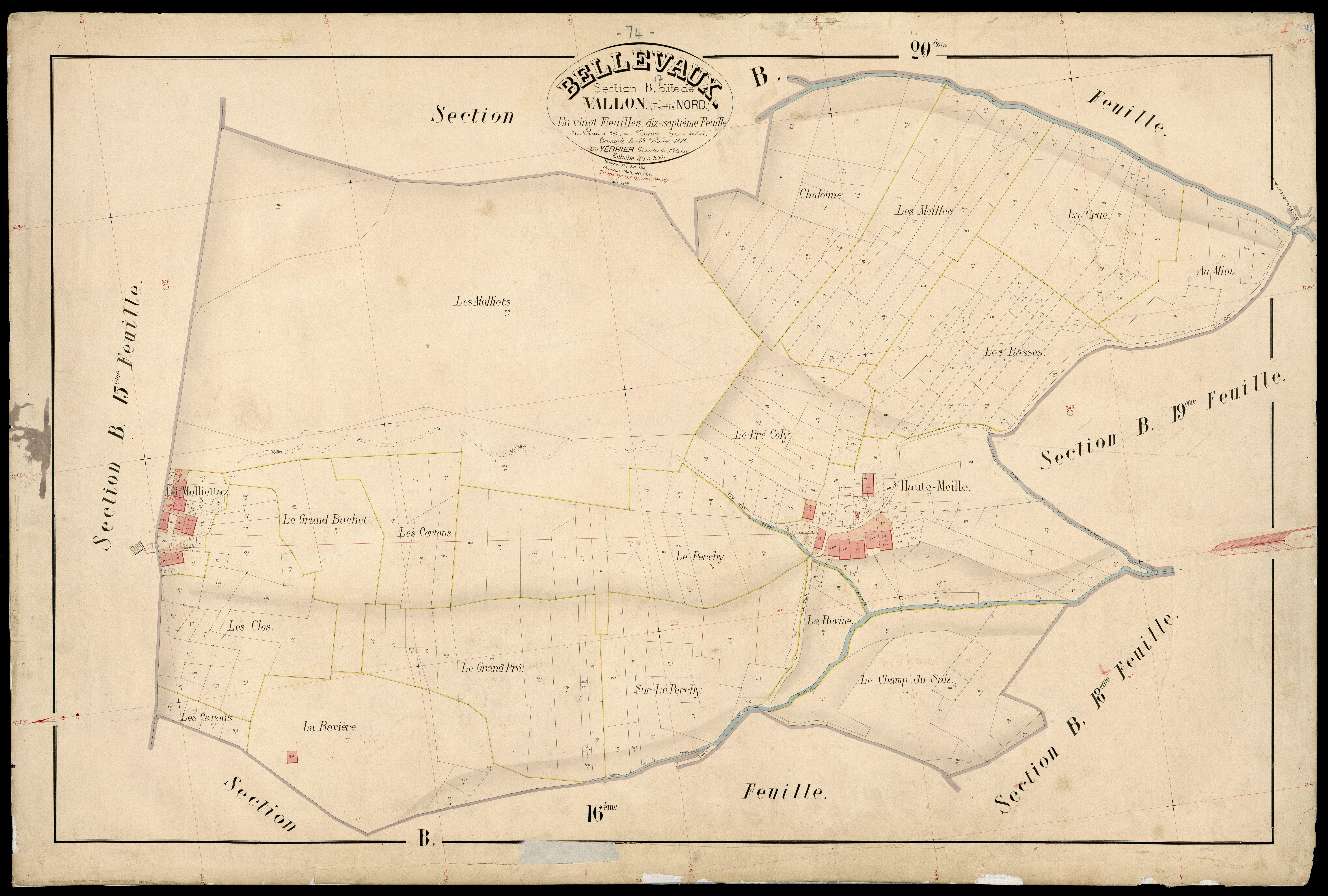 3 P 3 2721 - Feuille n° 18, parcelles n° 3212 à 3371 - 16 janvier 1874