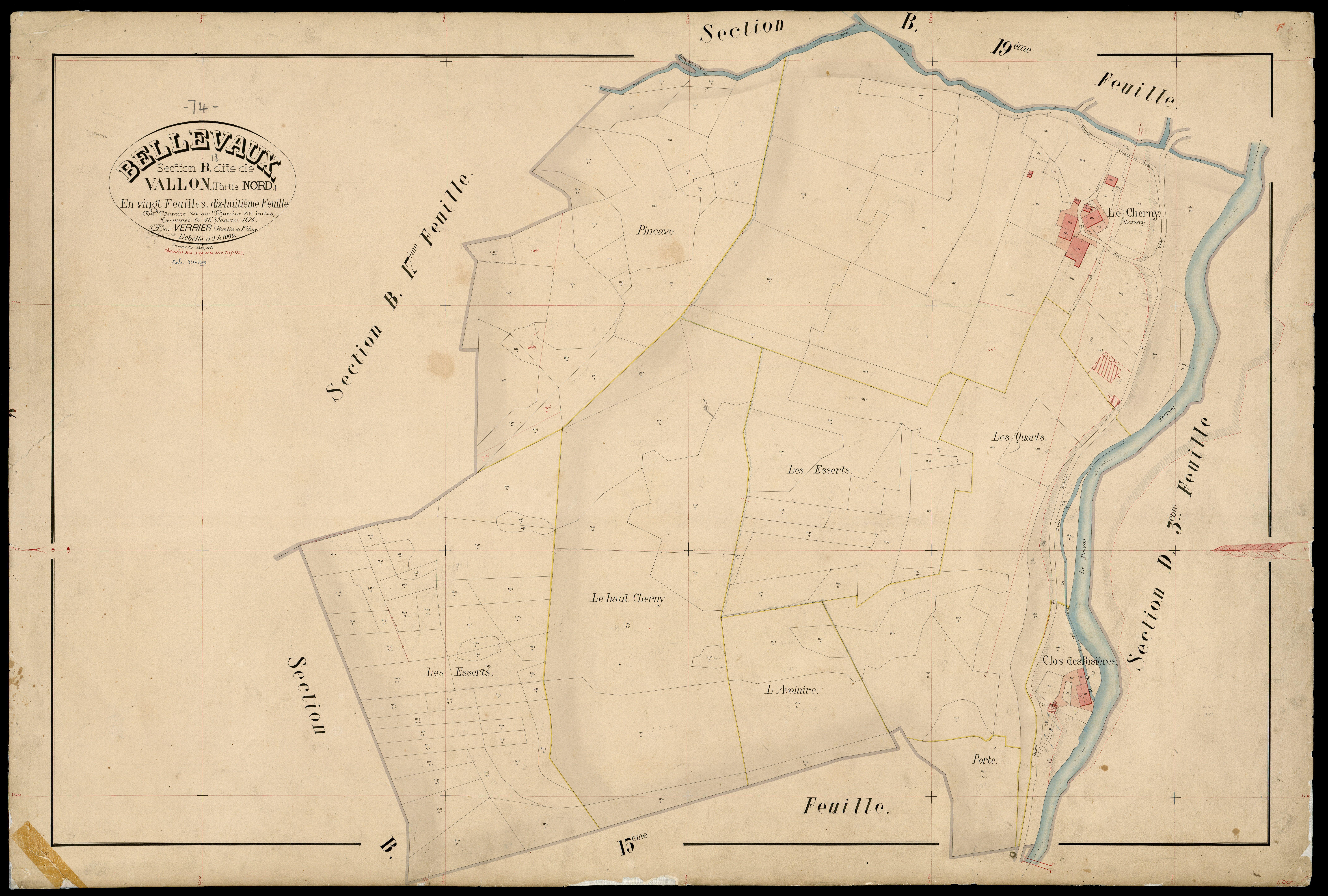3 P 3 2722 - Feuille n° 19, parcelles n° 3372 à 387 - 6 janvier 1874