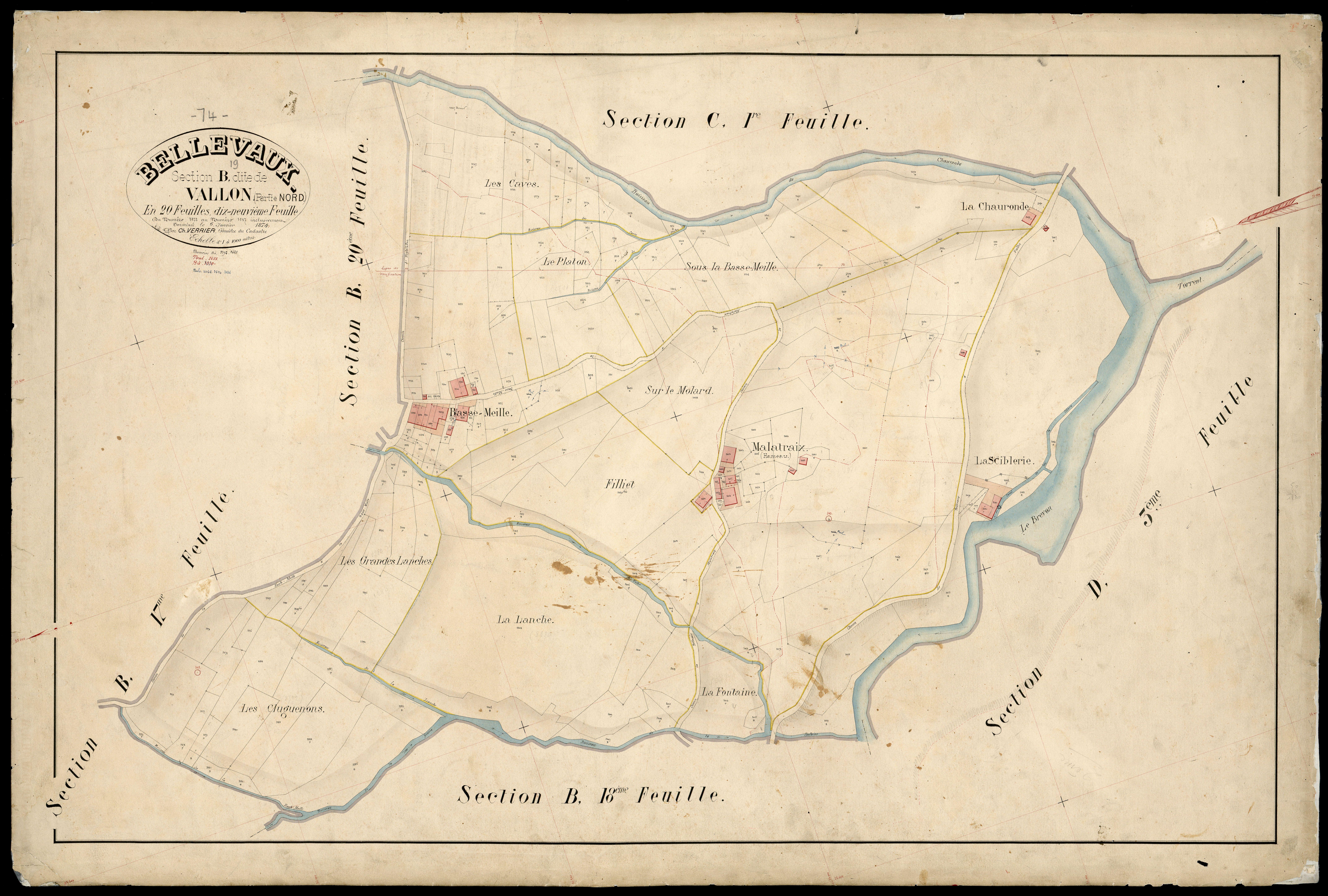 3 P 3 2723 - Feuille n° 20, parcelles n° 389 à 396 - 15 avril 1873