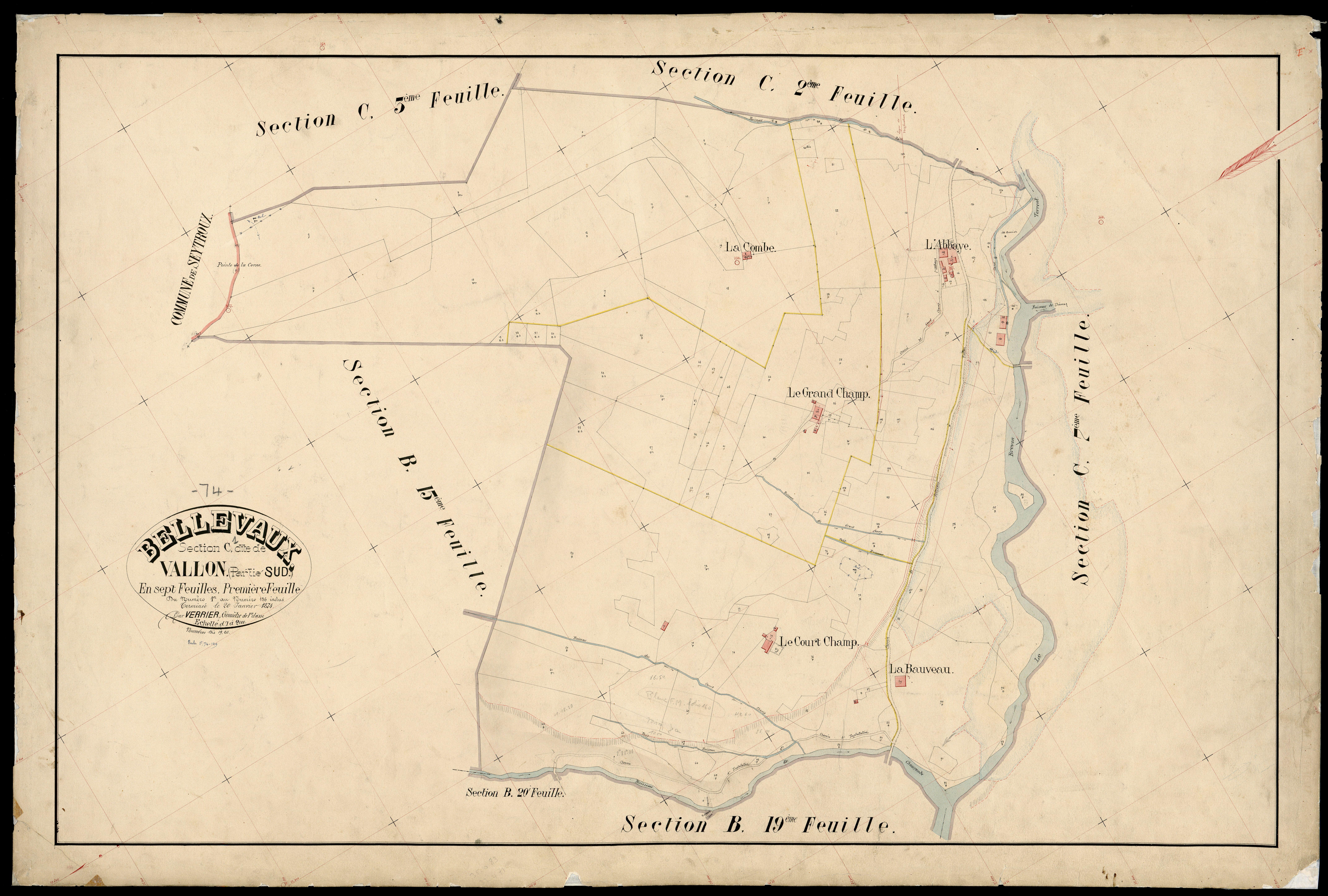 3 P 3 2725 - Feuille n° 2, parcelles n° 137 à 277 - 20 janvier 1874