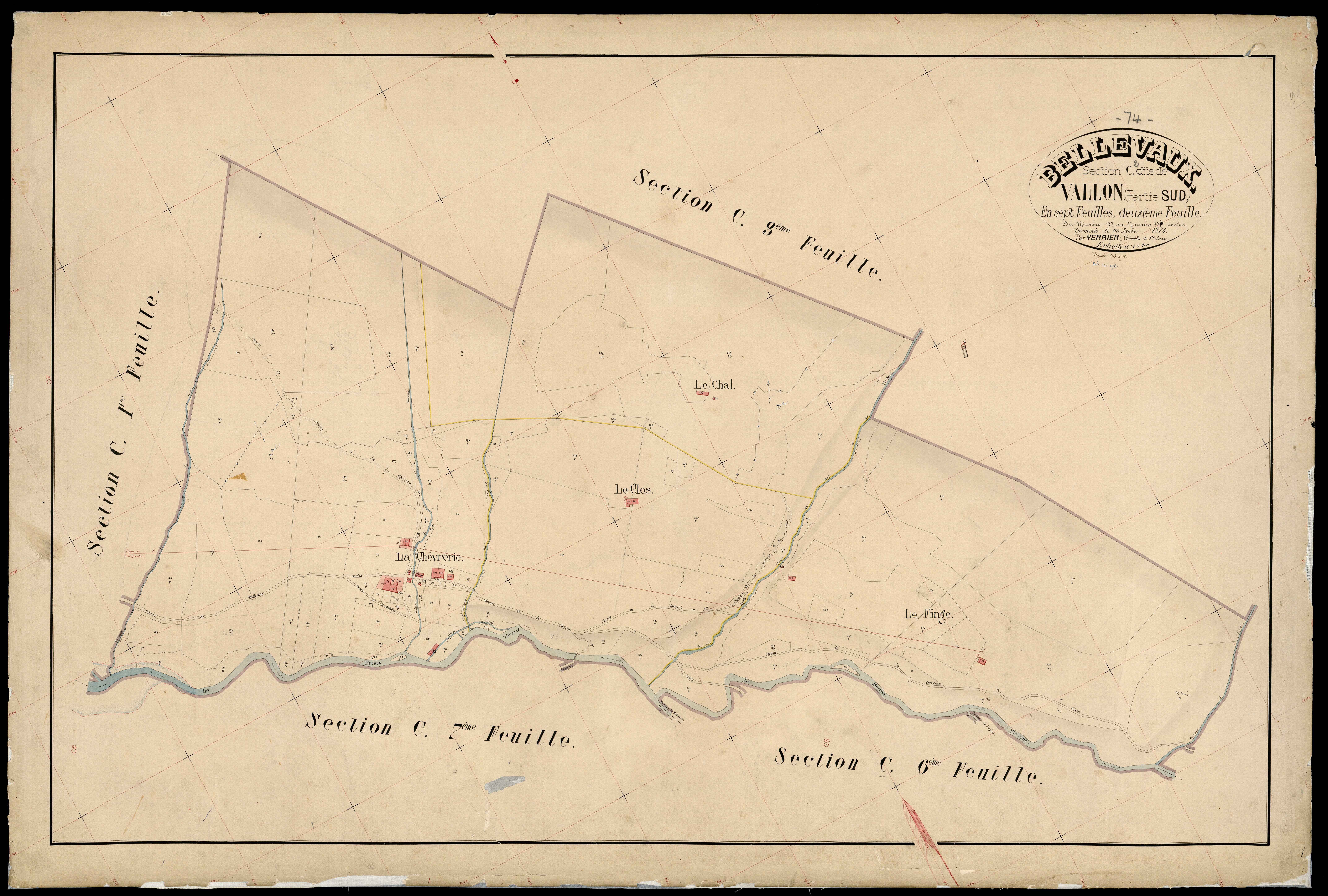 3 P 3 2726 - Feuille n° 3, parcelles n° 278 à 370 - 17 janvier 1874