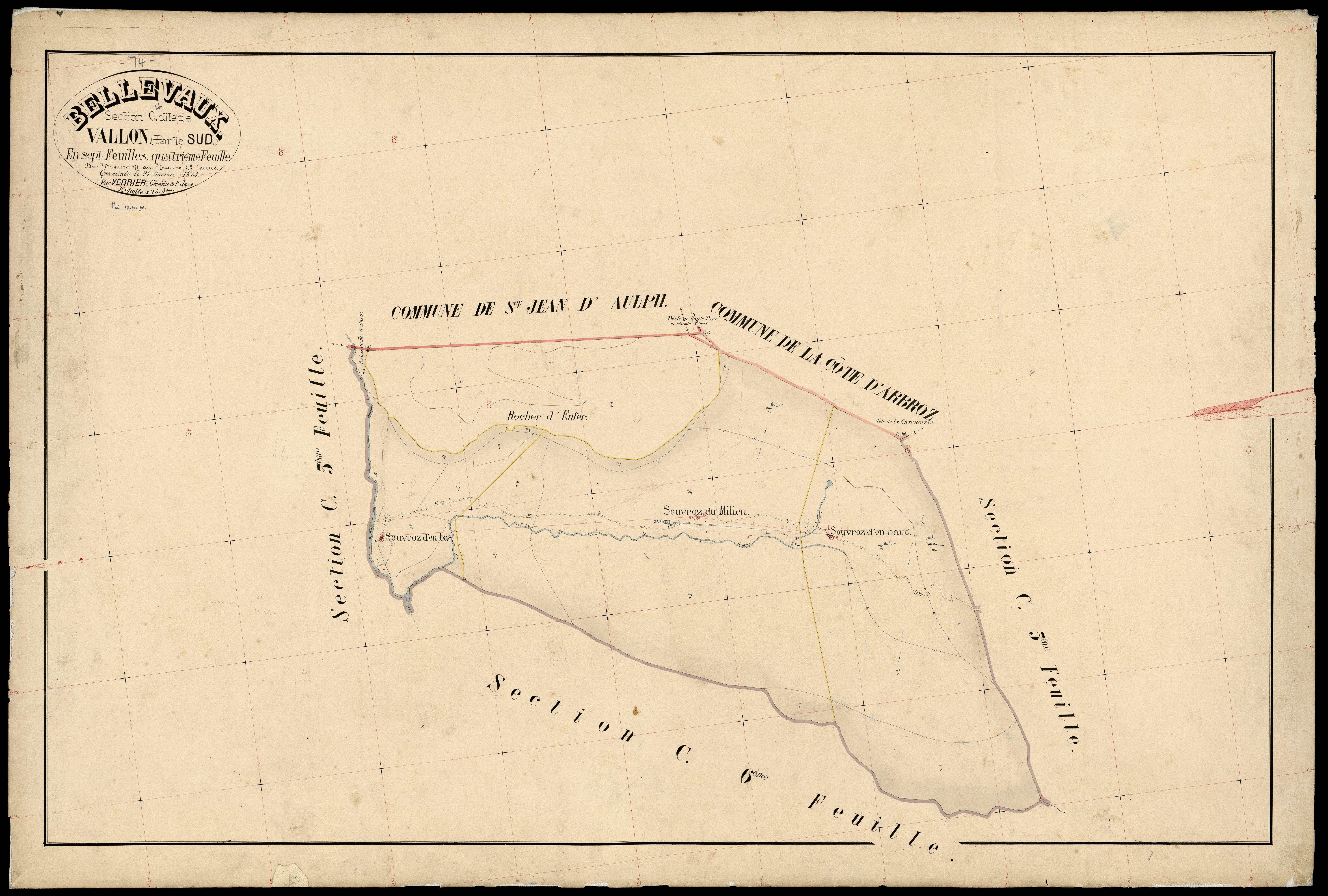 3 P 3 2728 - Feuille n° , parcelles n° 399 à 432 - 20 janvier 1874