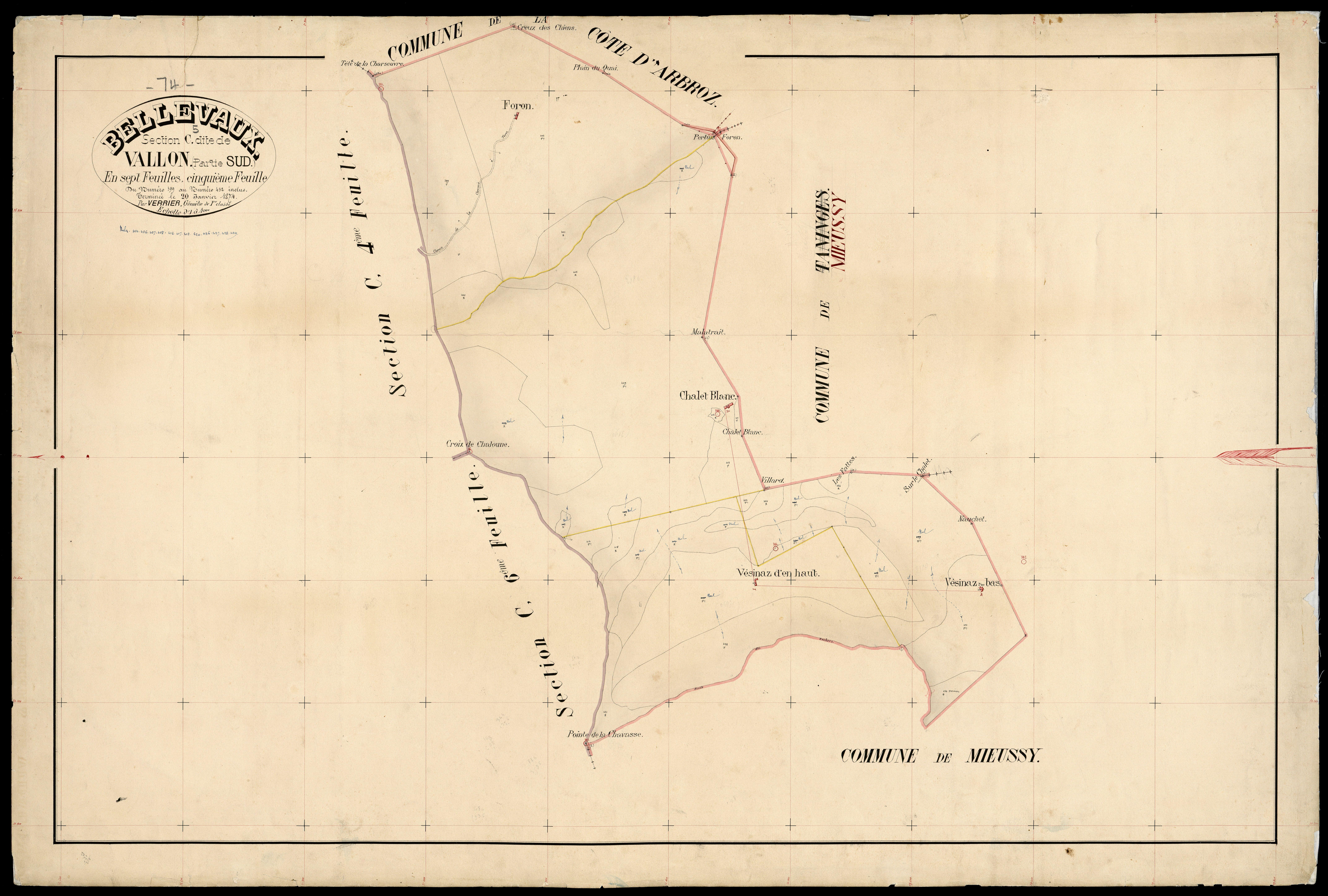 3 P 3 2729 - Feuille n° 6, parcelles n° 433 à 2 - 21 janvier 1874