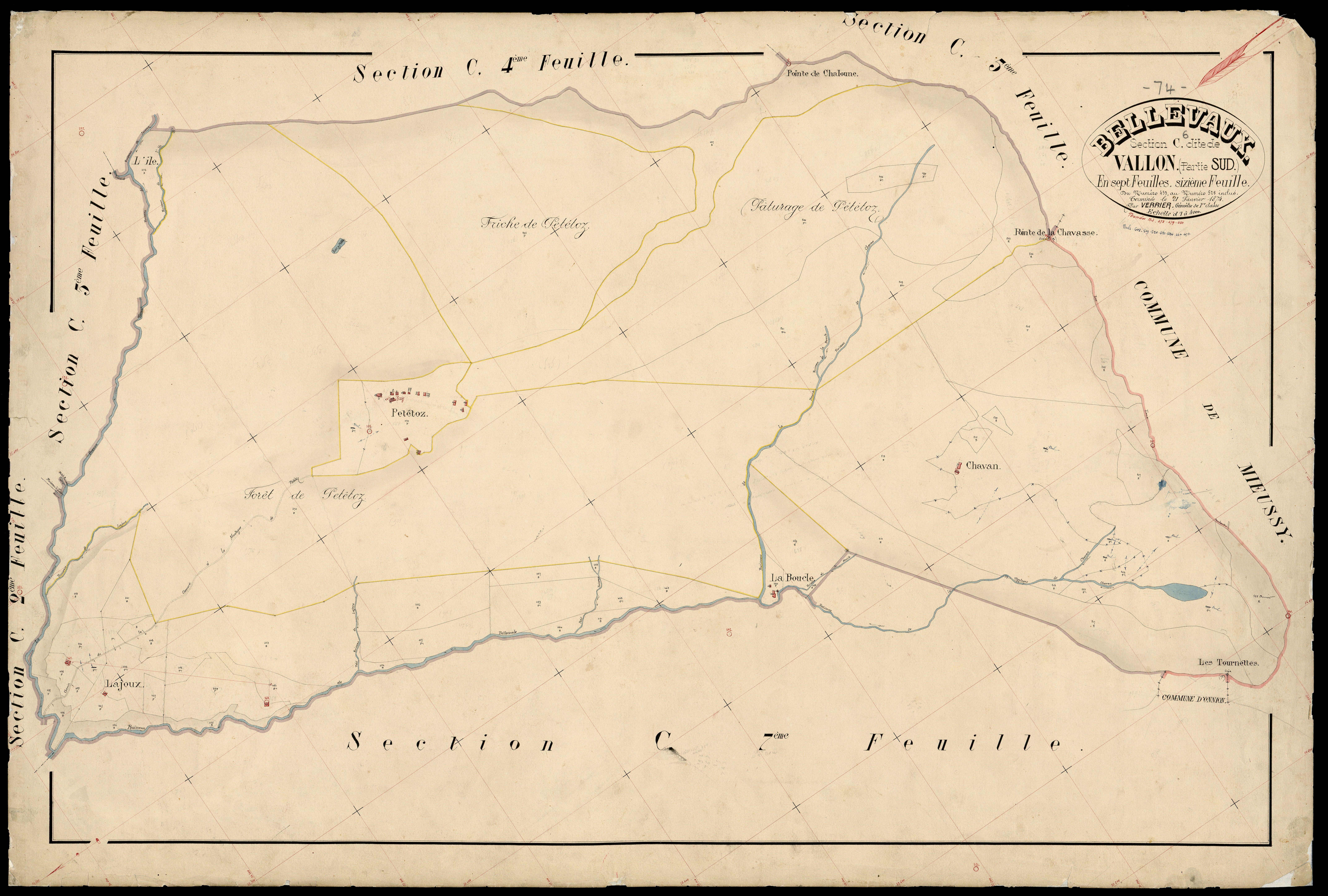 3 P 3 2730 - Feuille n° 7, parcelles n° 26 à 9 - 30 janvier 1874