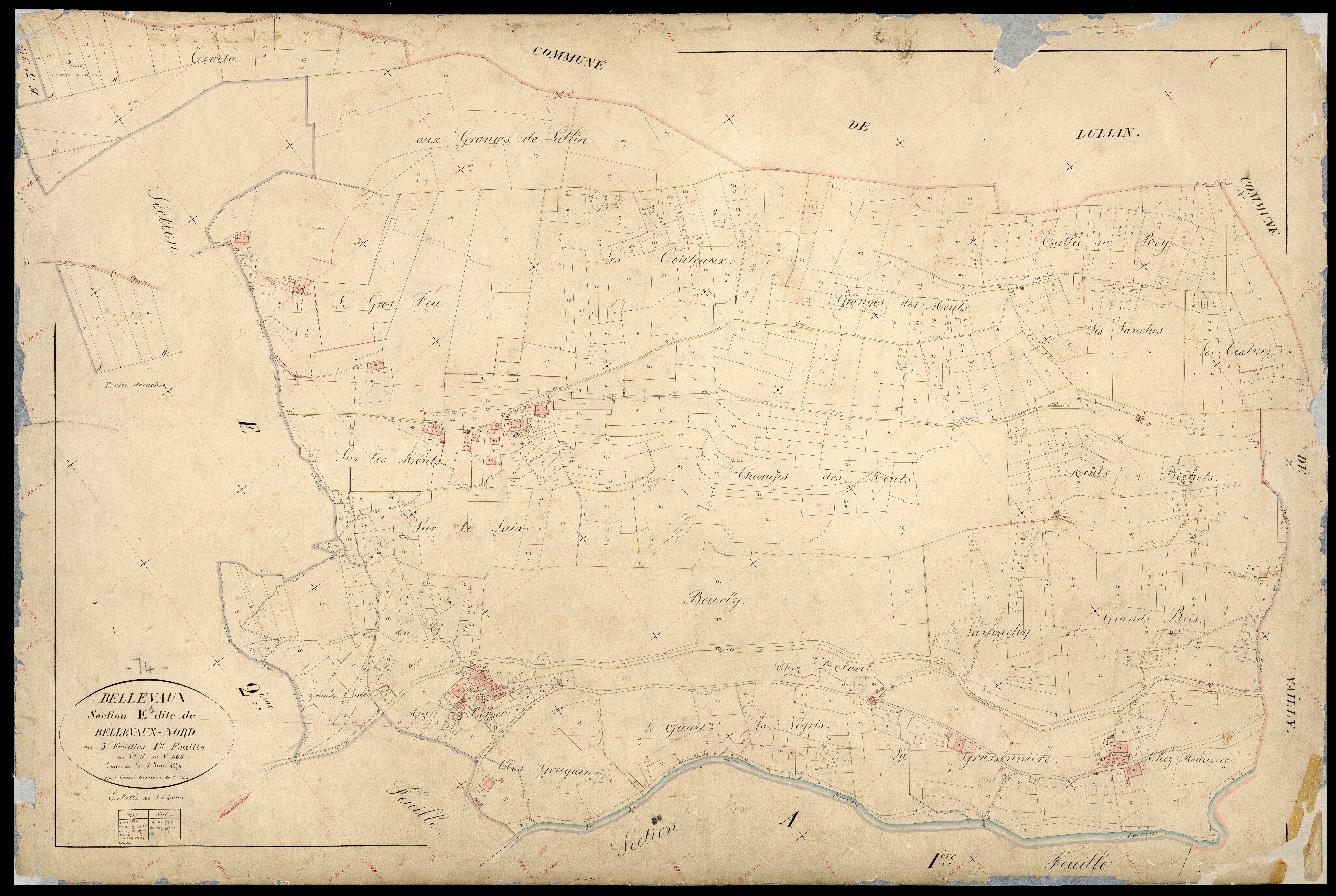 3 P 3 2735 - Feuille n° 2, parcelles n° 670 à 1093 - 1er juin 1874
