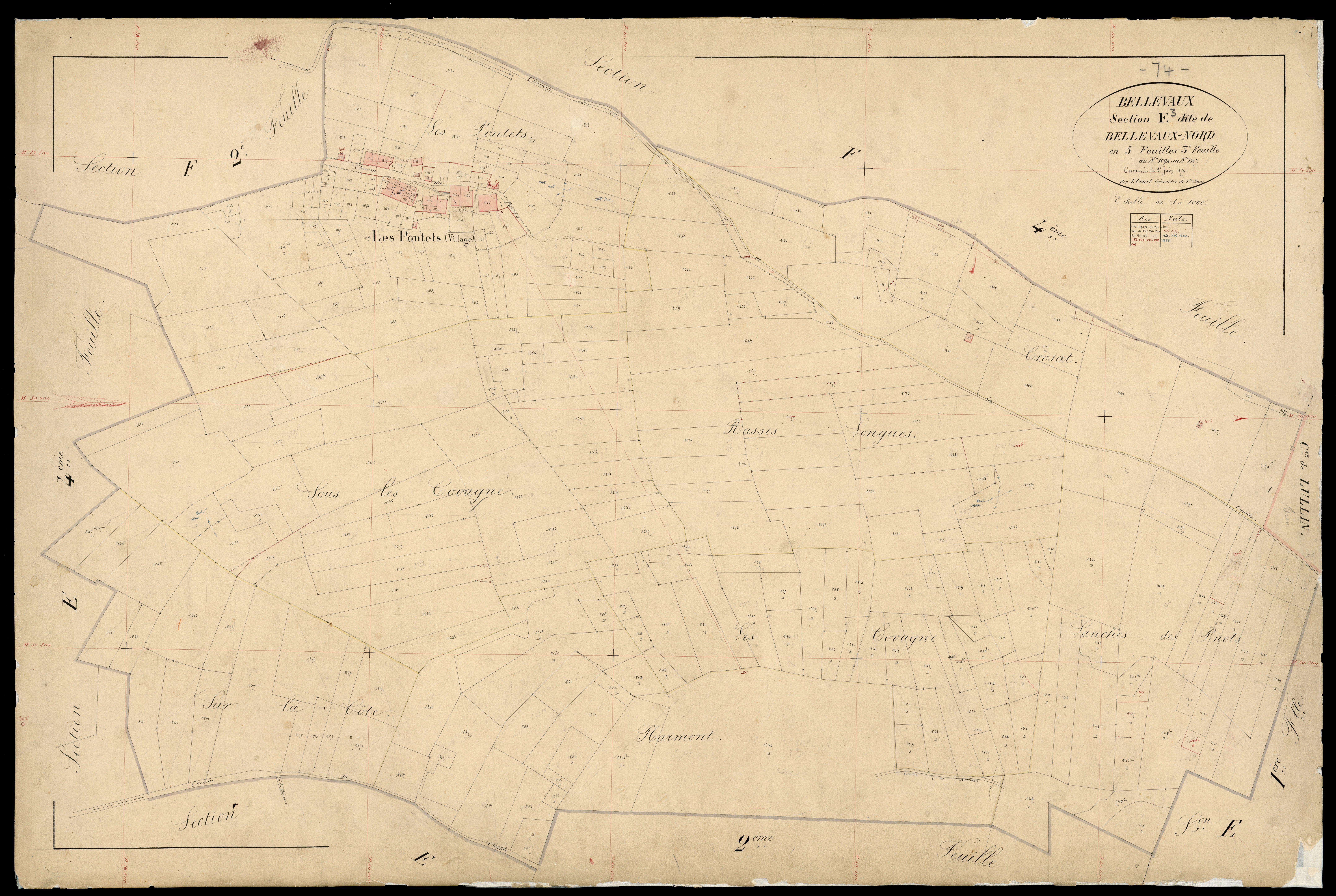 3 P 3 2737 - Feuille n° 4, parcelles n° 1388 à 1648 - 1er juin 1874