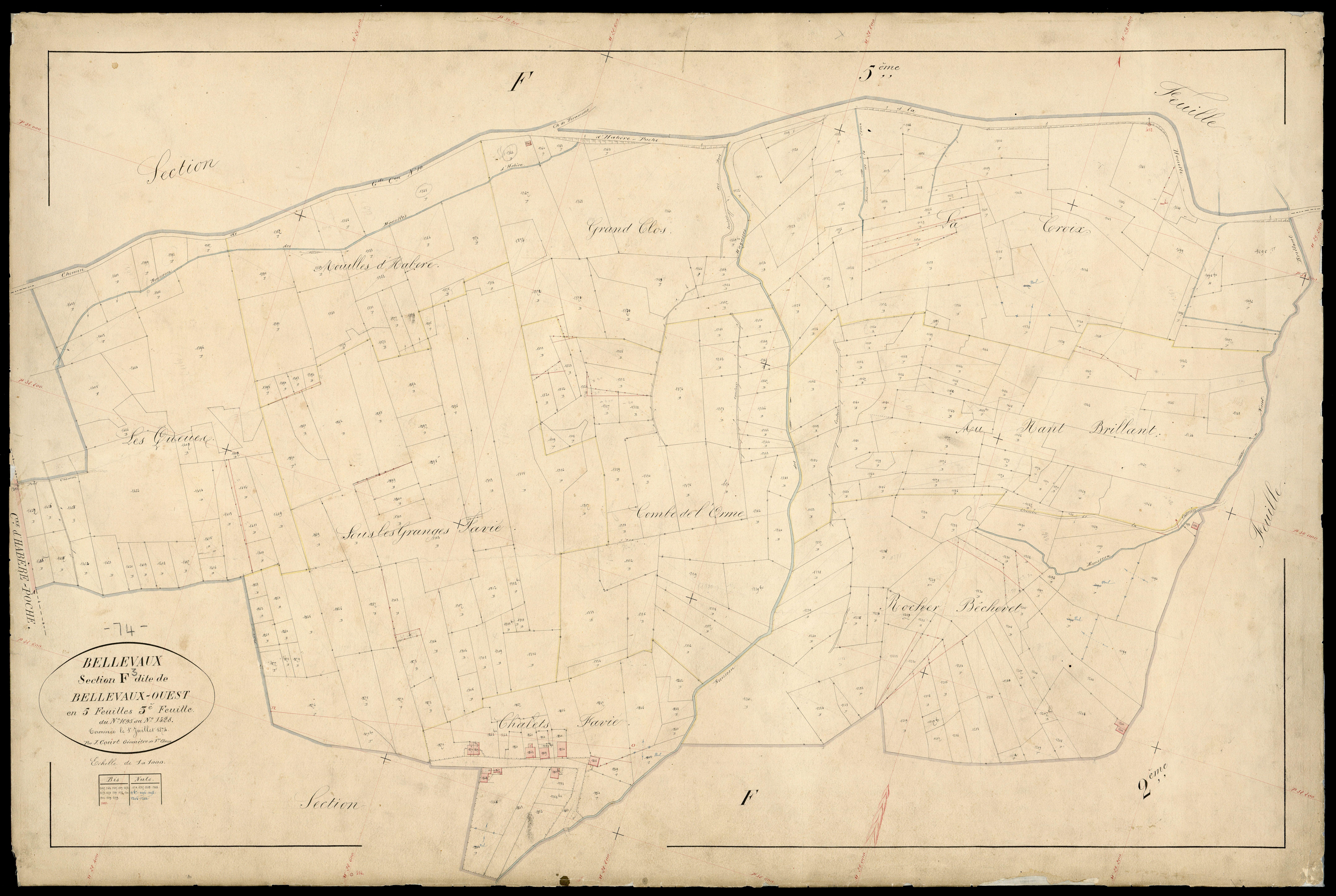 3 P 3 2742 - Feuille n° 4, parcelles n° 1429 à 1728 - 1er octobre 1874