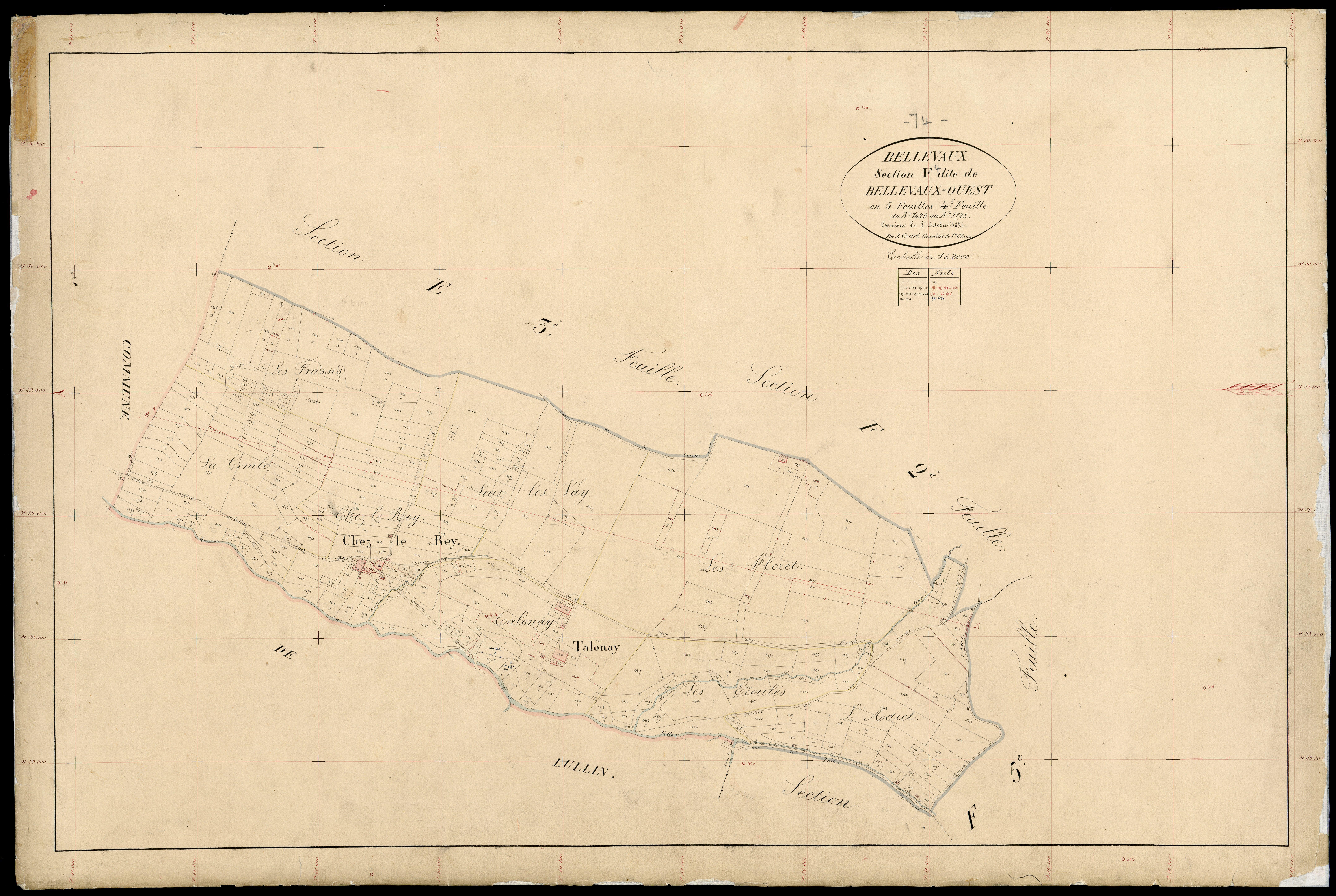 3 P 3 2743 - Feuille n° , parcelles n° 1729 à 242 - 1er octobre 1874