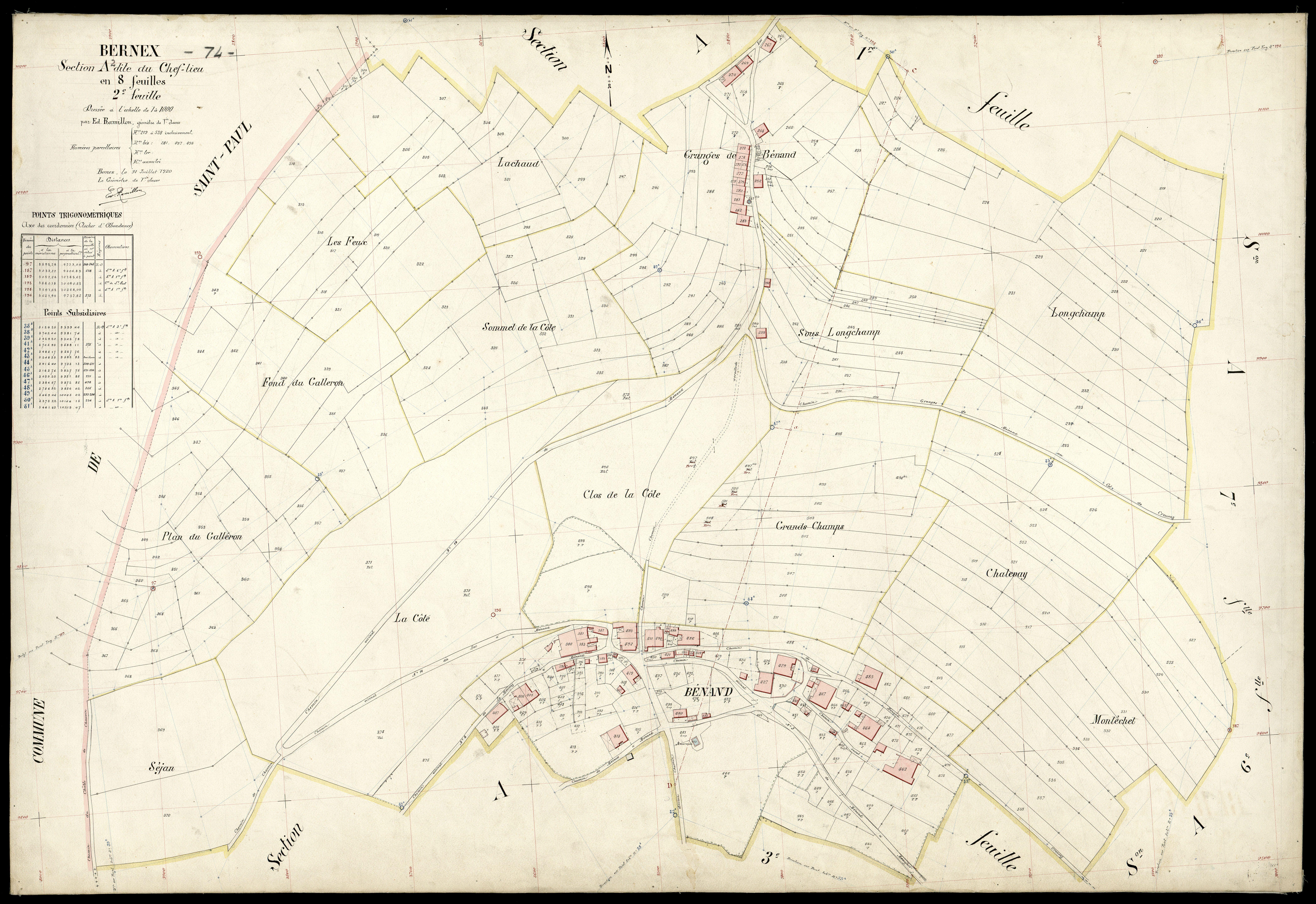 3 P 3 2747 - Feuille n° 3, parcelles n° 39 à 833 - 31 juillet 1920