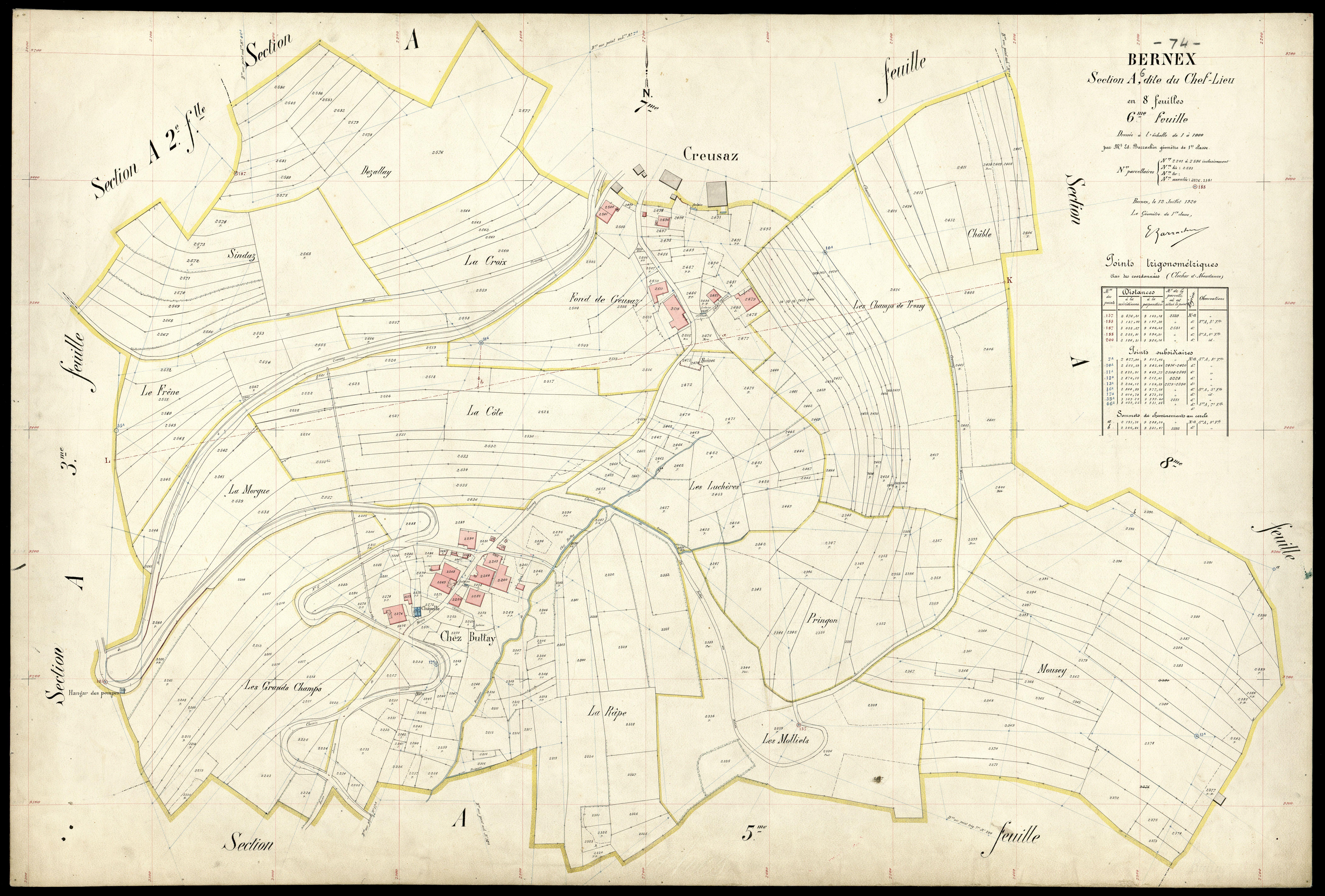 3 P 3 2751 - Feuille n° 7, parcelles n° 287 à 293 - 12 juillet 1920
