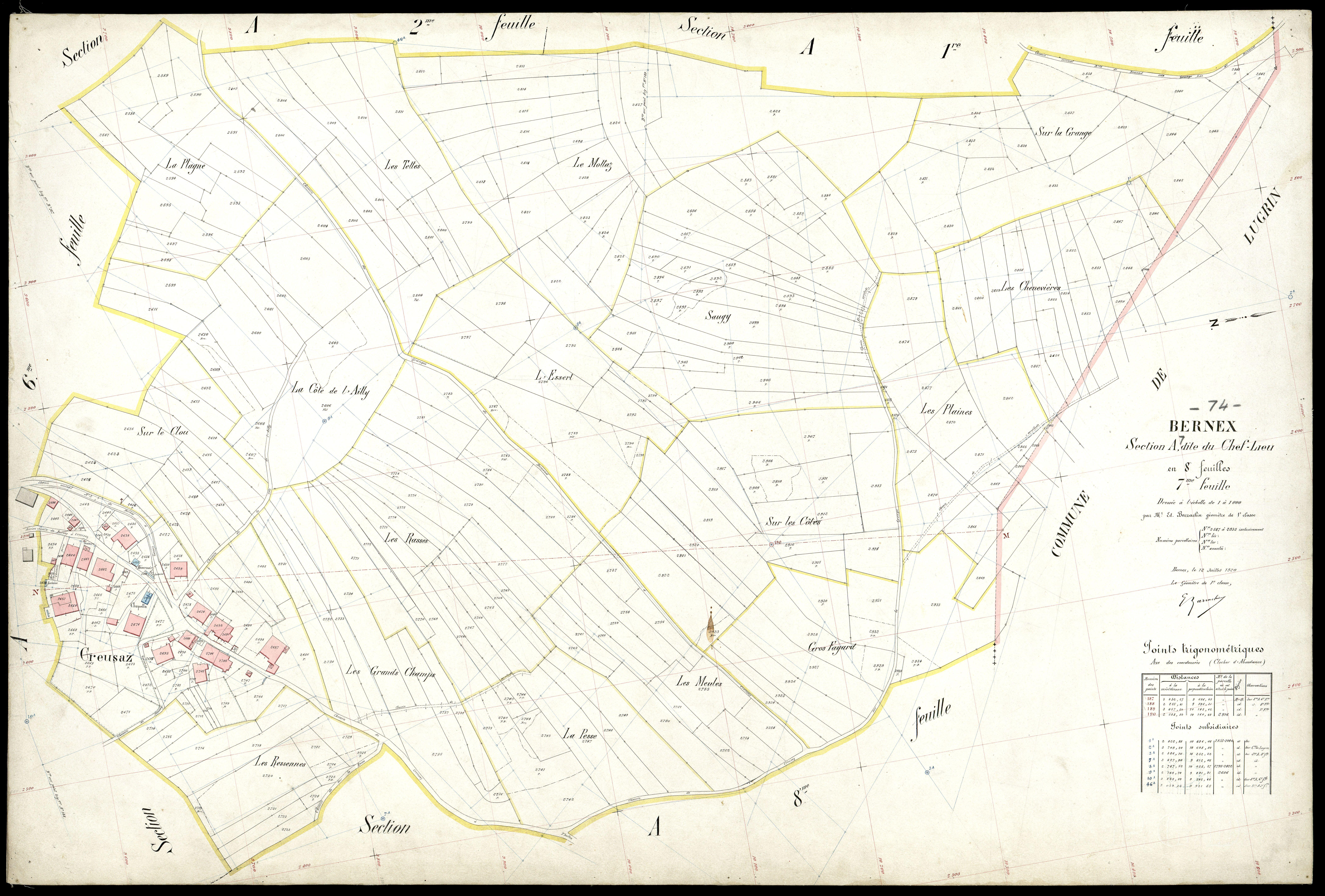 3 P 3 2752 - Feuille n° 8, parcelles n° 2936 à 3111 - 12 juillet 1920