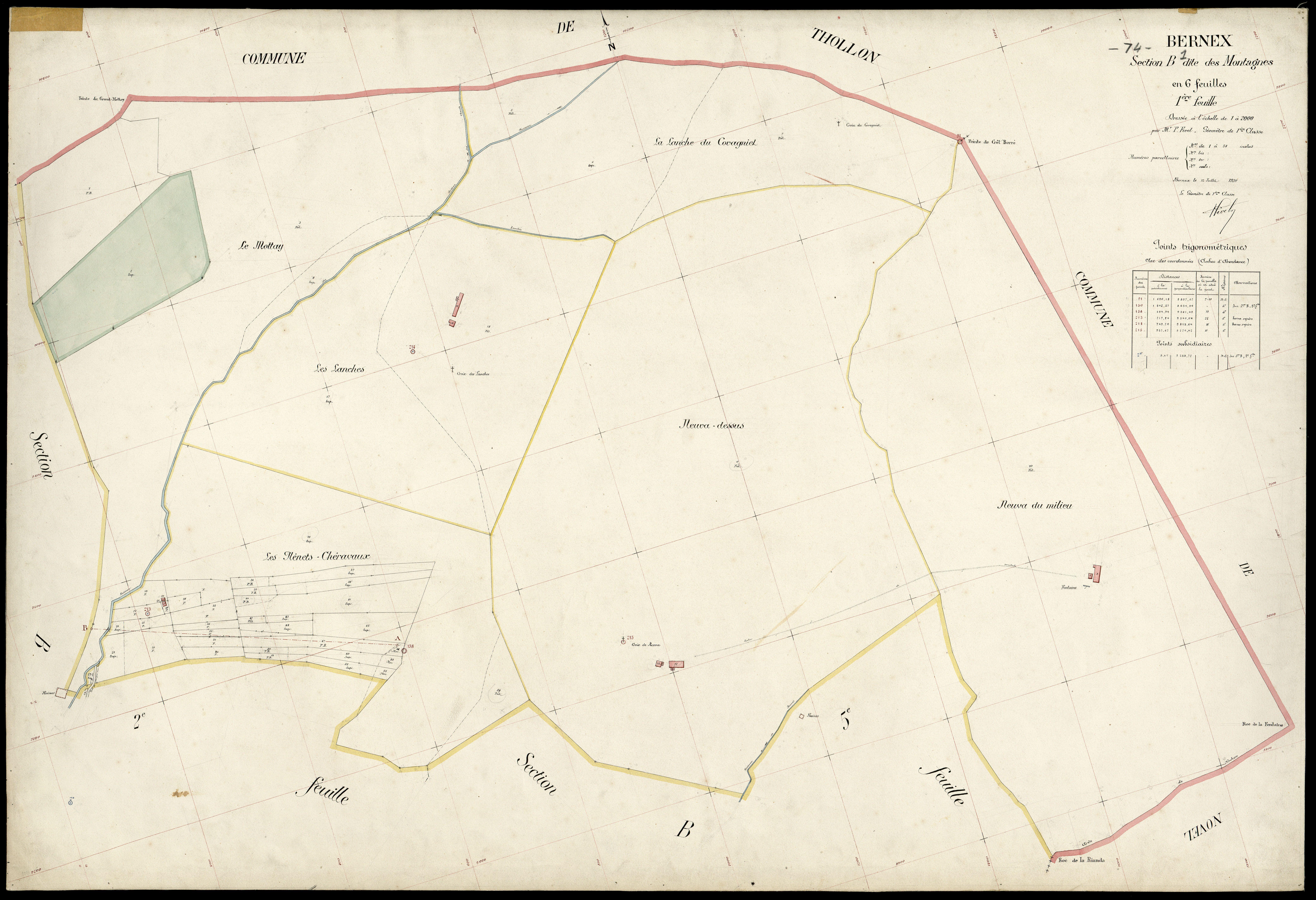 3 P 3 2754 - Feuille n° 2, parcelles n° à 89 - 12 juillet 1920