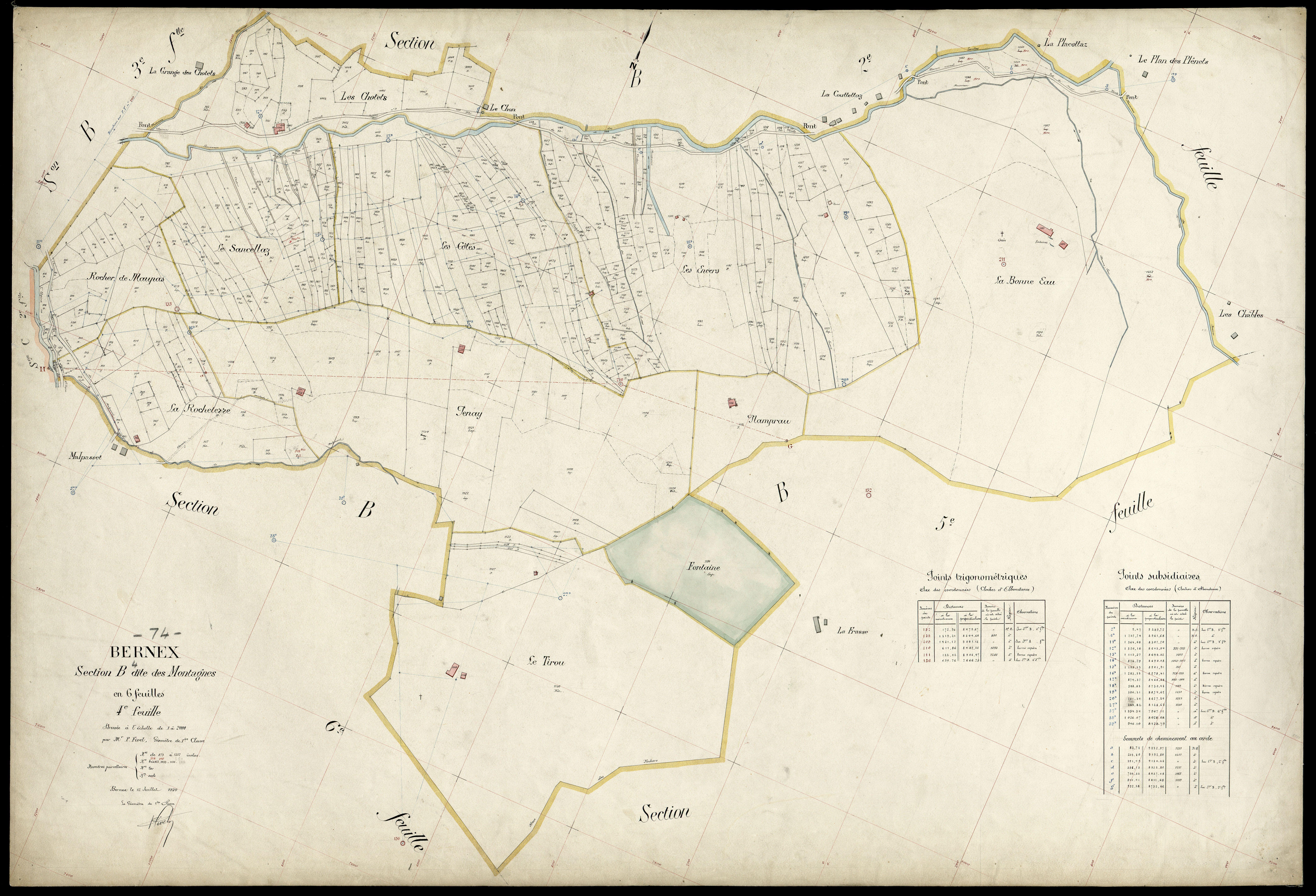 3 P 3 2757 - Feuille n° , parcelles n° 123 à 1304 - 12 juillet 1920