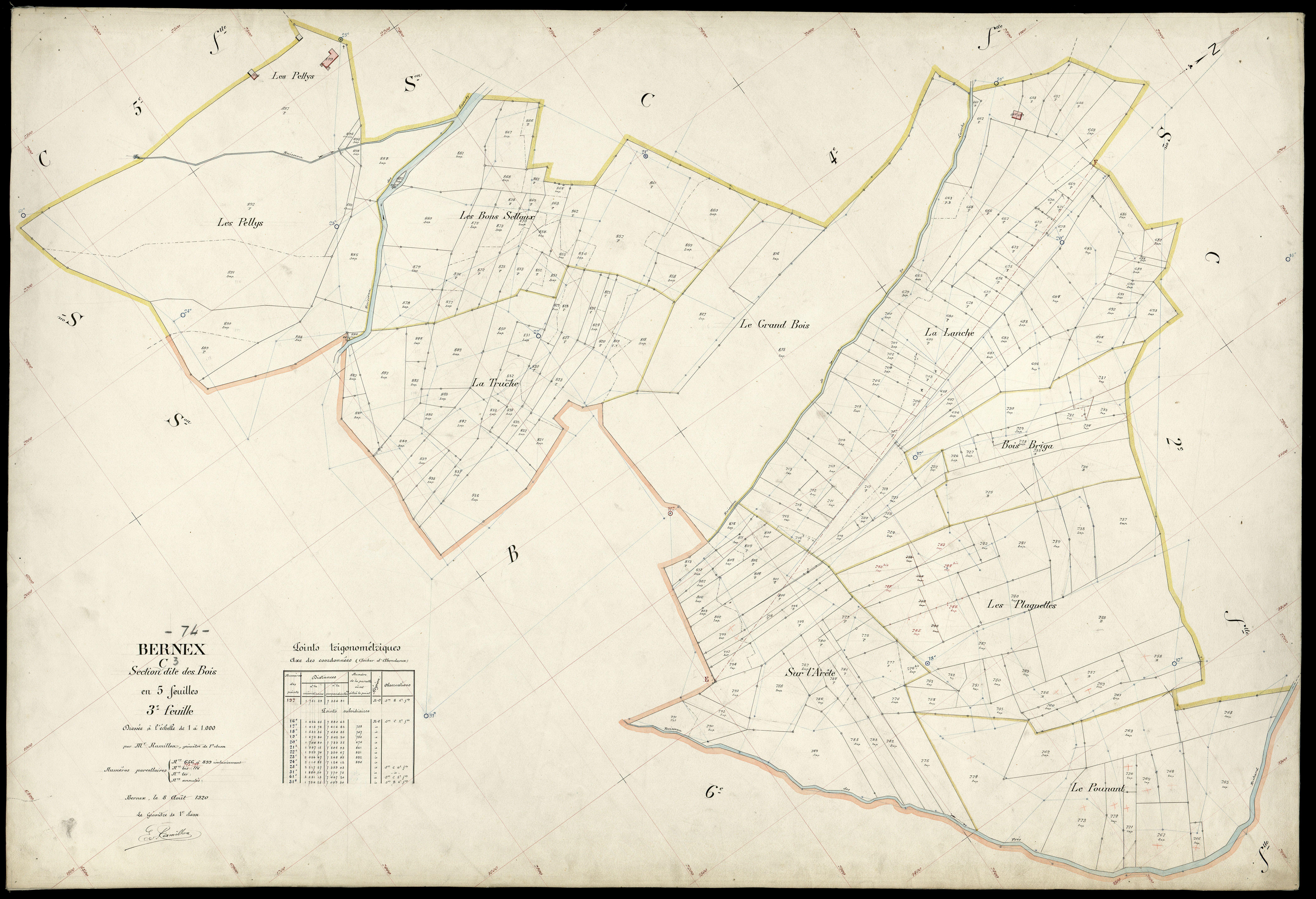 3 P 3 2762 - Feuille n° 4, parcelles n° 900 à 1174 - 8 août 1920