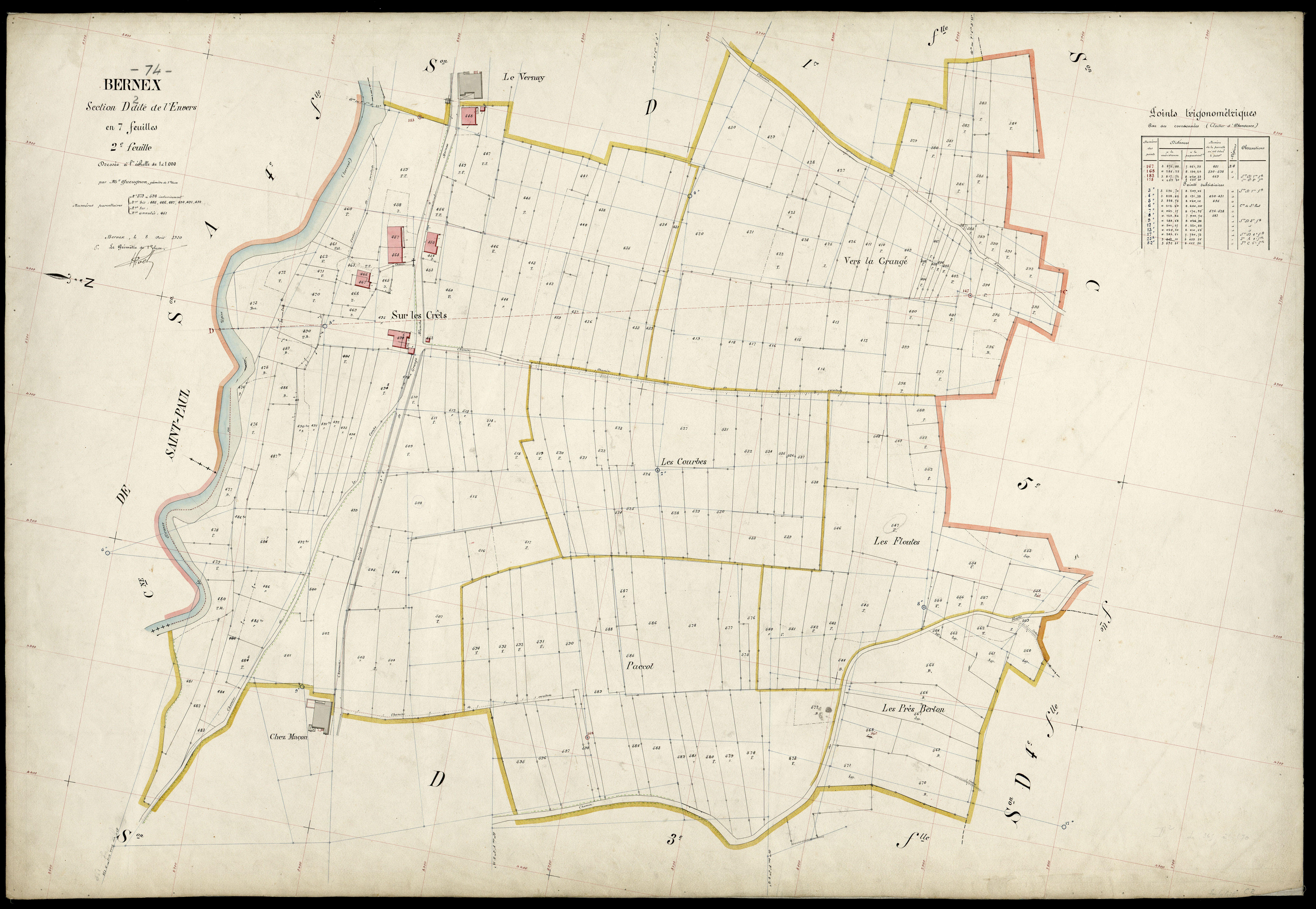 3 P 3 2766 - Feuille n° 3, parcelles n° 99 à 831 - 8 août 1920